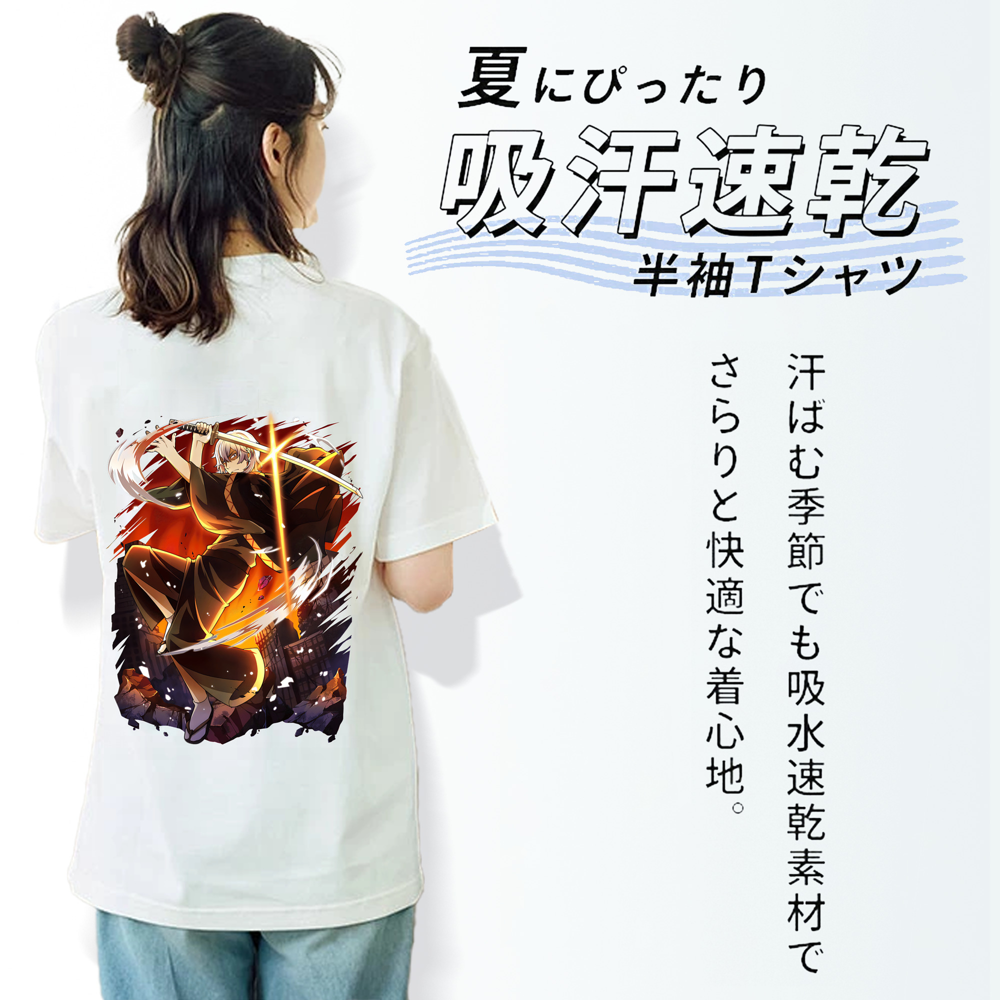 文豪ストレイドッグス Bungo Stray Dogs レディース半袖Tシャツ(バックプリント)