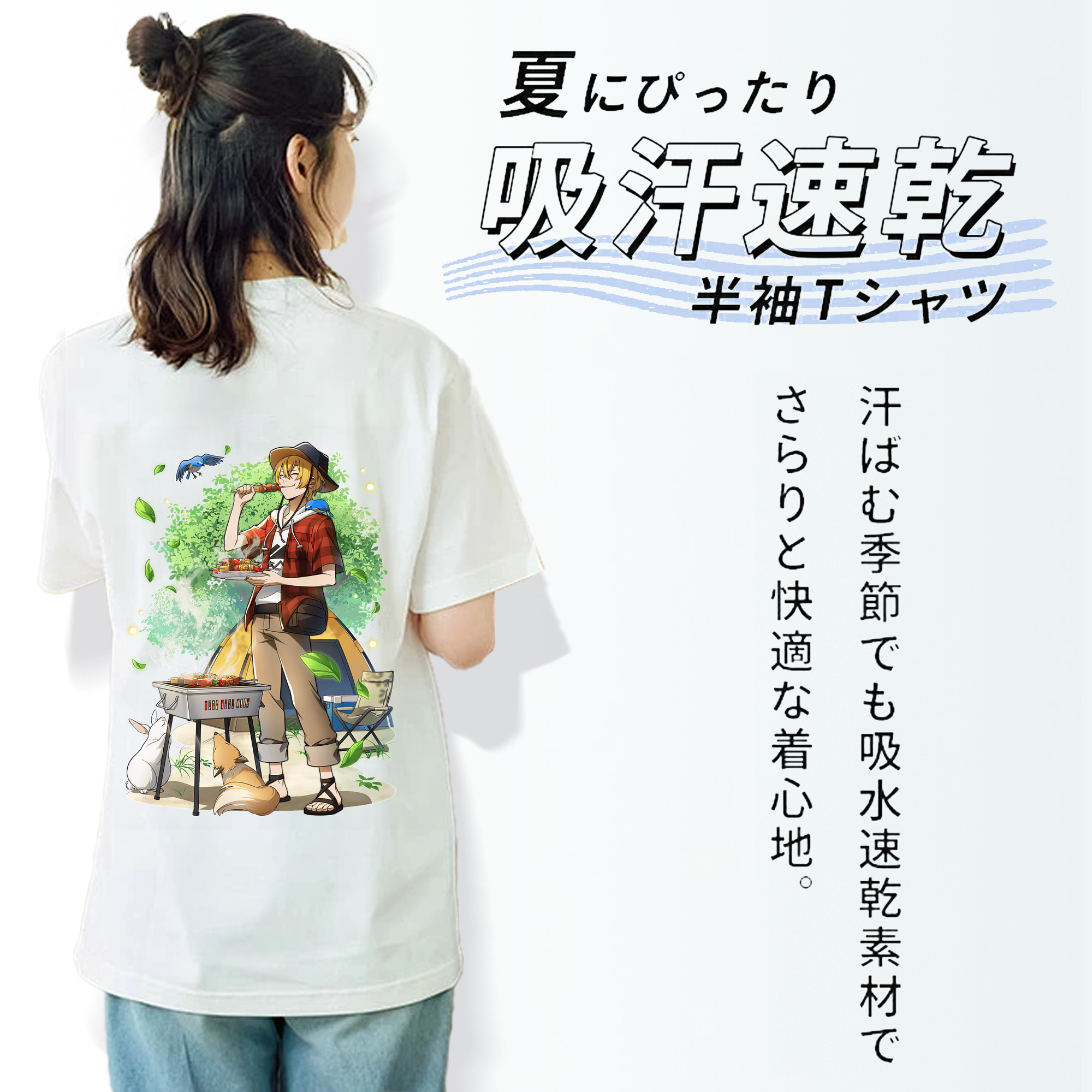 文豪ストレイドッグス Bungo Stray Dogs レディース半袖Tシャツ(バックプリント)