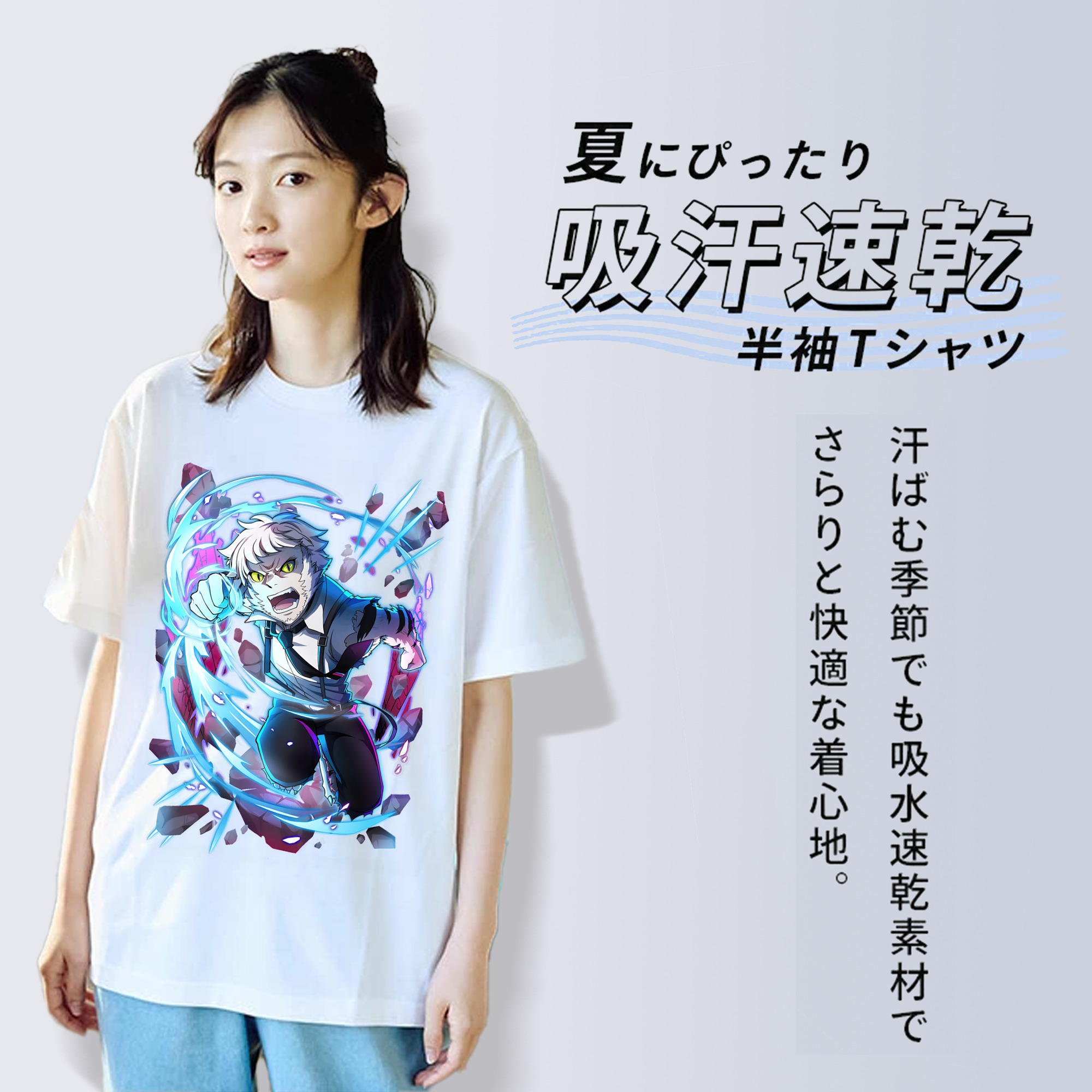 文豪ストレイドッグス Bungo Stray Dogs レディースカジュアルプリントTシャツ（綿100％）