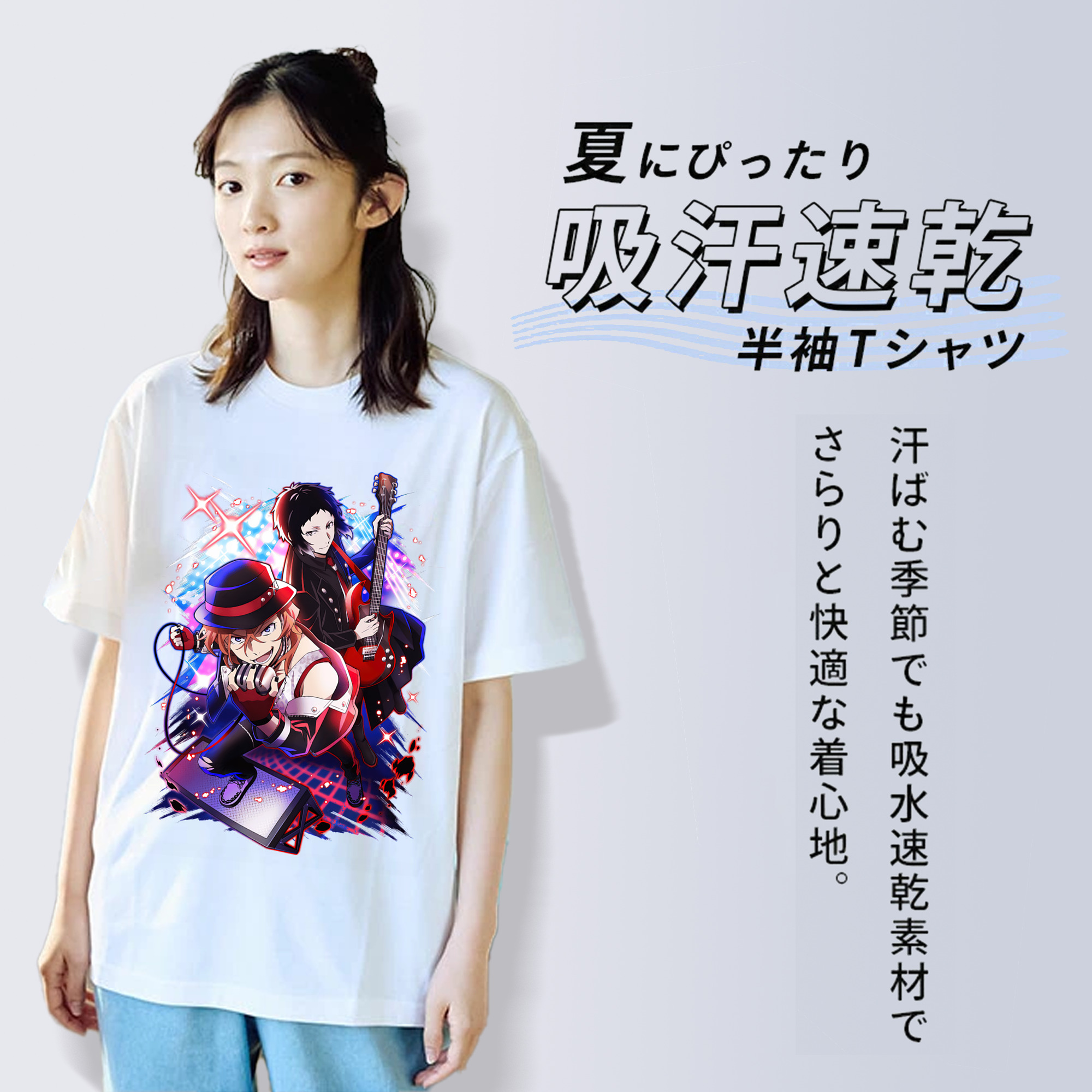 文豪ストレイドッグス Bungo Stray Dogs レディースカジュアルプリントTシャツ（綿100％）