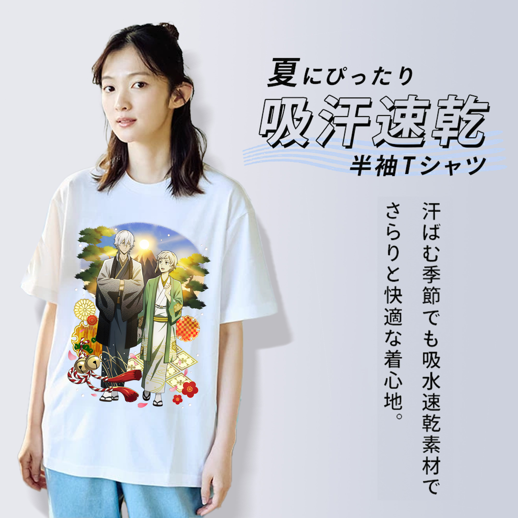 文豪ストレイドッグス Bungo Stray Dogs レディースカジュアルプリントTシャツ（綿100％）