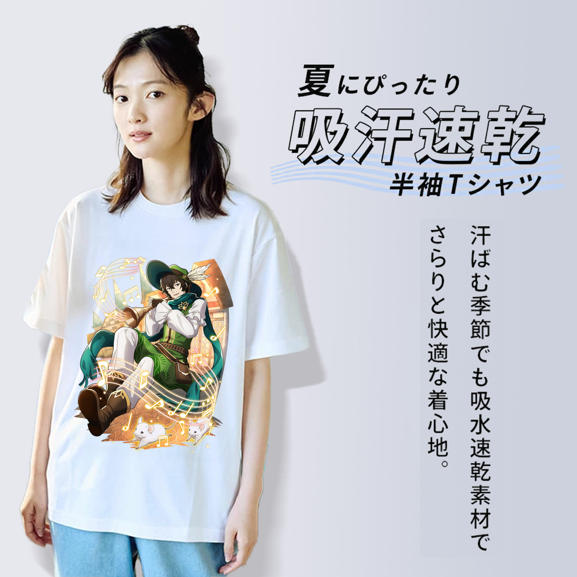 文豪ストレイドッグス Bungo Stray Dogs レディースカジュアルプリントTシャツ（綿100％）