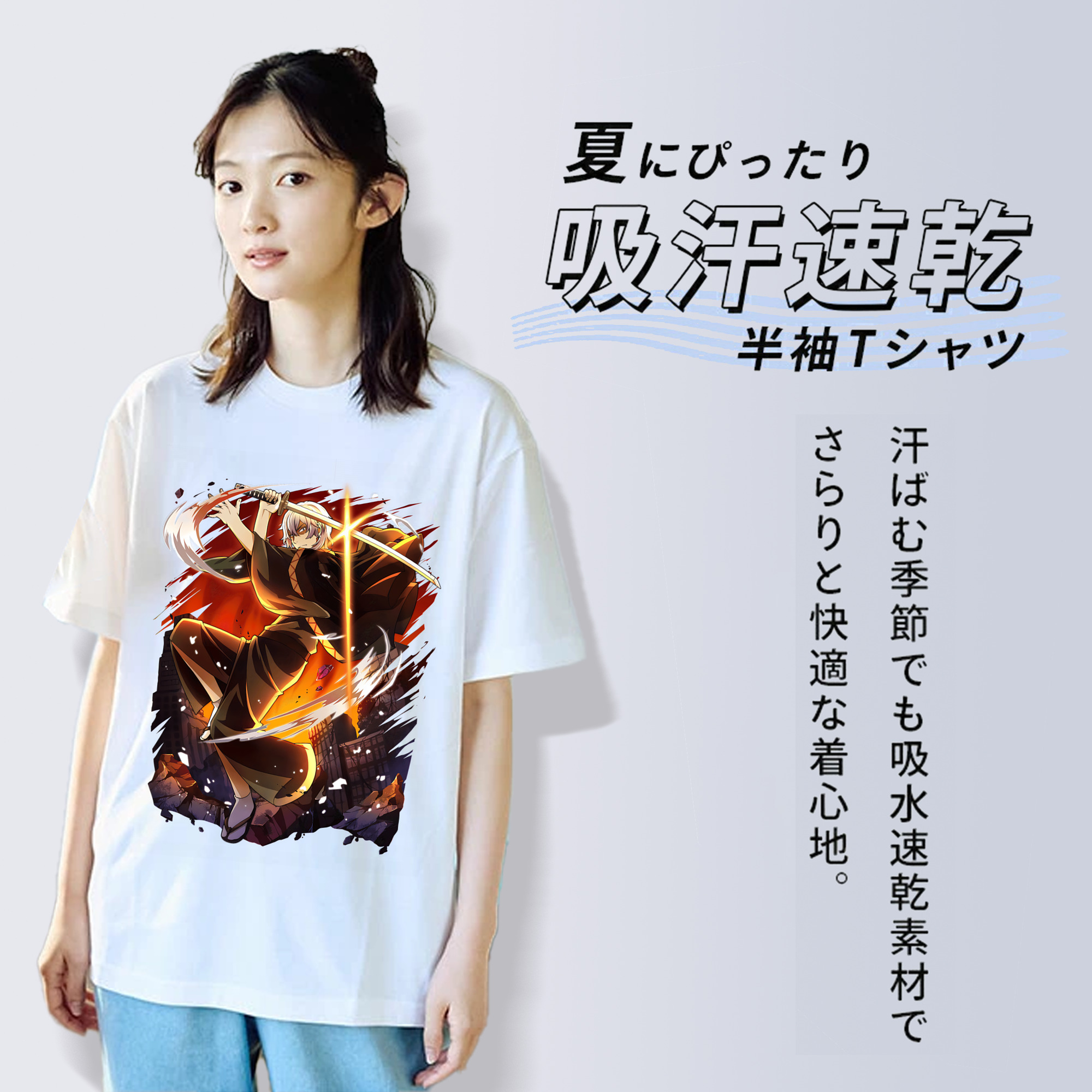 文豪ストレイドッグス Bungo Stray Dogs レディースカジュアルプリントTシャツ（綿100％）