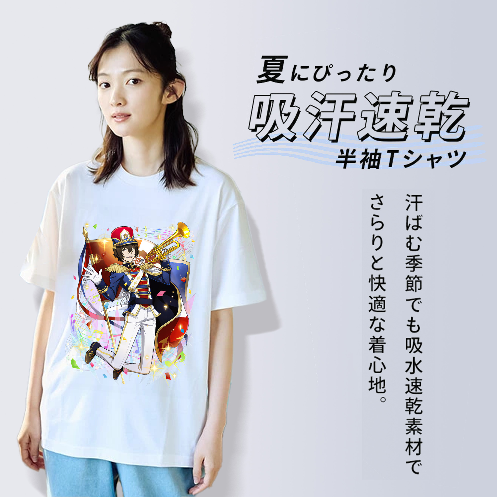文豪ストレイドッグス Bungo Stray Dogs レディースカジュアルプリントTシャツ（綿100％）
