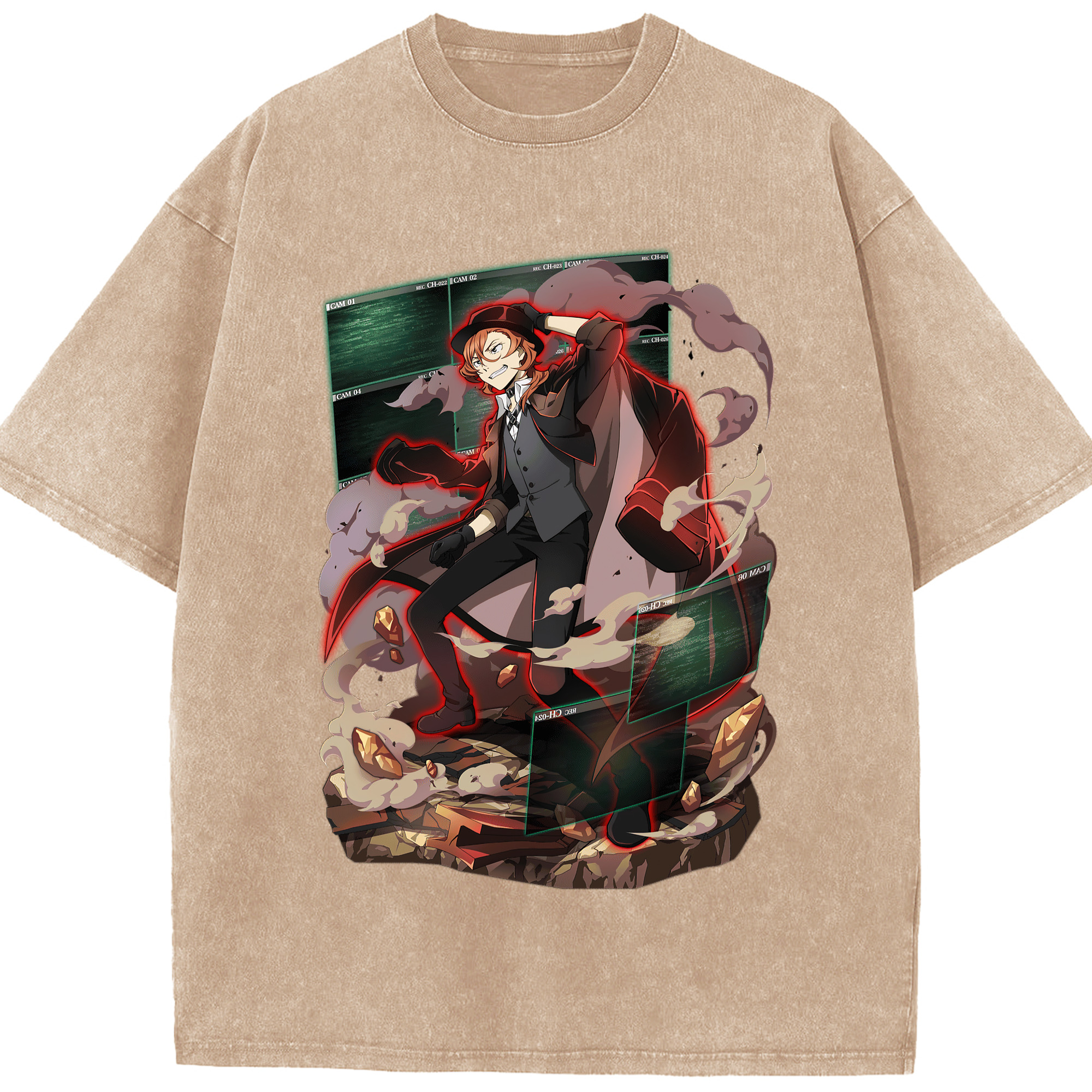 （画像用） 文豪ストレイドッグス Bungo Stray Dogs 綿100% ヴィンテージ風 半袖Tシャツ（フロントプリント）