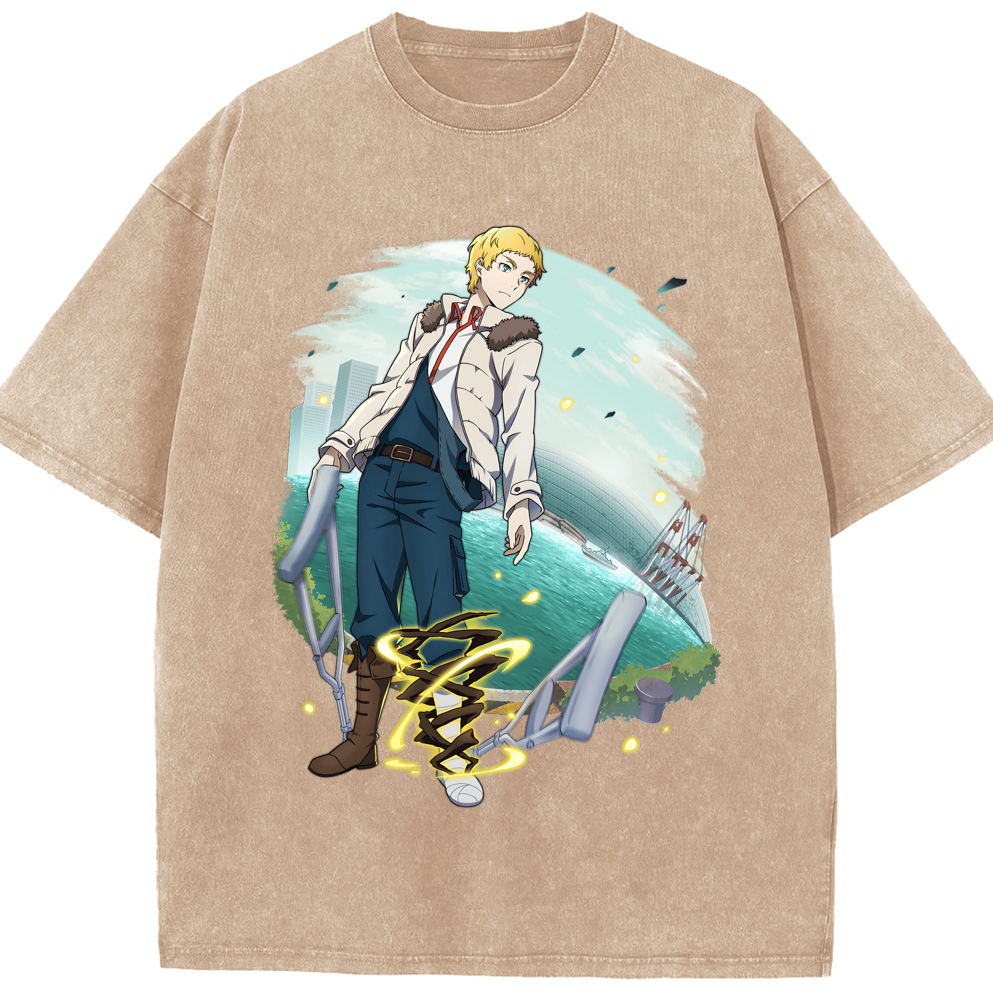 （画像用） 文豪ストレイドッグス Bungo Stray Dogs 綿100% ヴィンテージ風 半袖Tシャツ（フロントプリント）