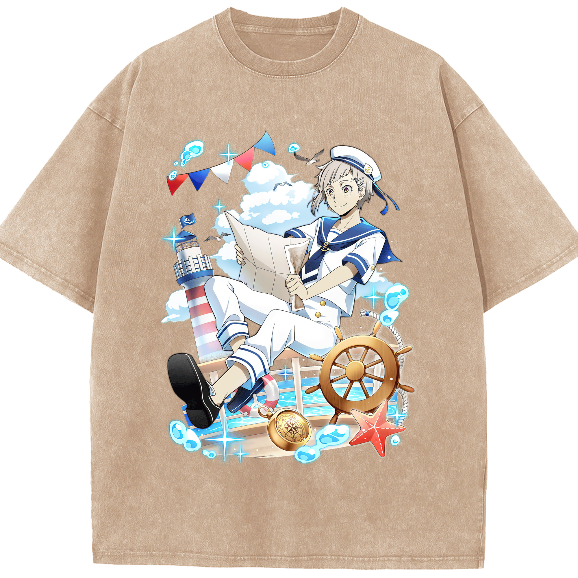 （画像用） 文豪ストレイドッグス Bungo Stray Dogs 綿100% ヴィンテージ風 半袖Tシャツ（フロントプリント）