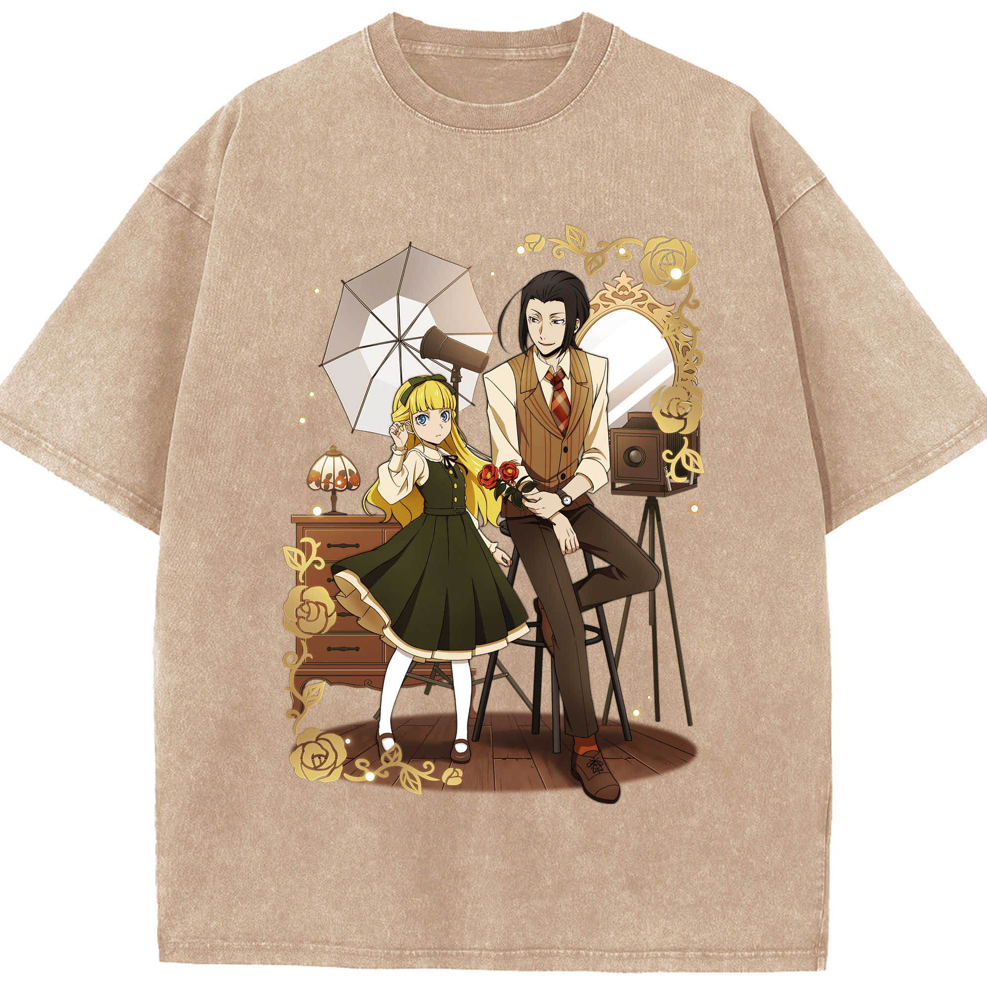 （画像用） 文豪ストレイドッグス Bungo Stray Dogs 綿100% ヴィンテージ風 半袖Tシャツ（フロントプリント）