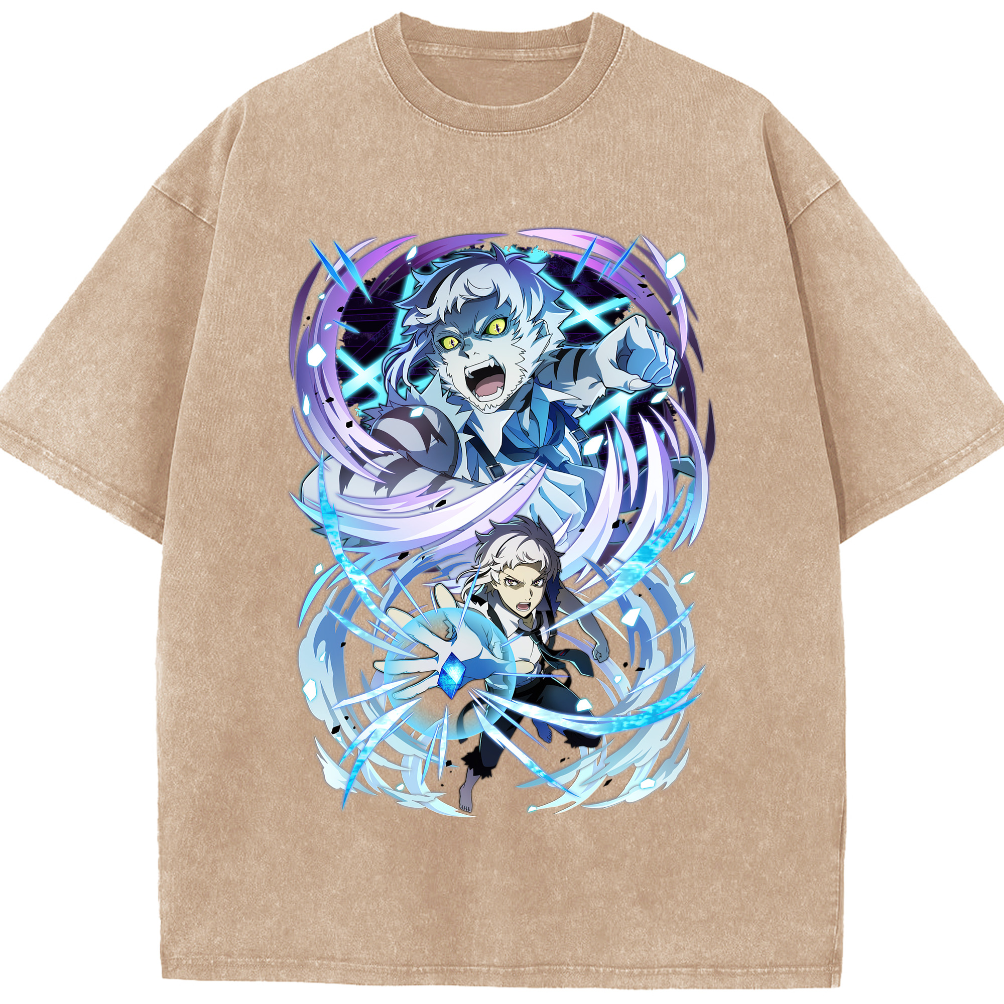 （画像用） 文豪ストレイドッグス Bungo Stray Dogs 綿100% ヴィンテージ風 半袖Tシャツ（フロントプリント）