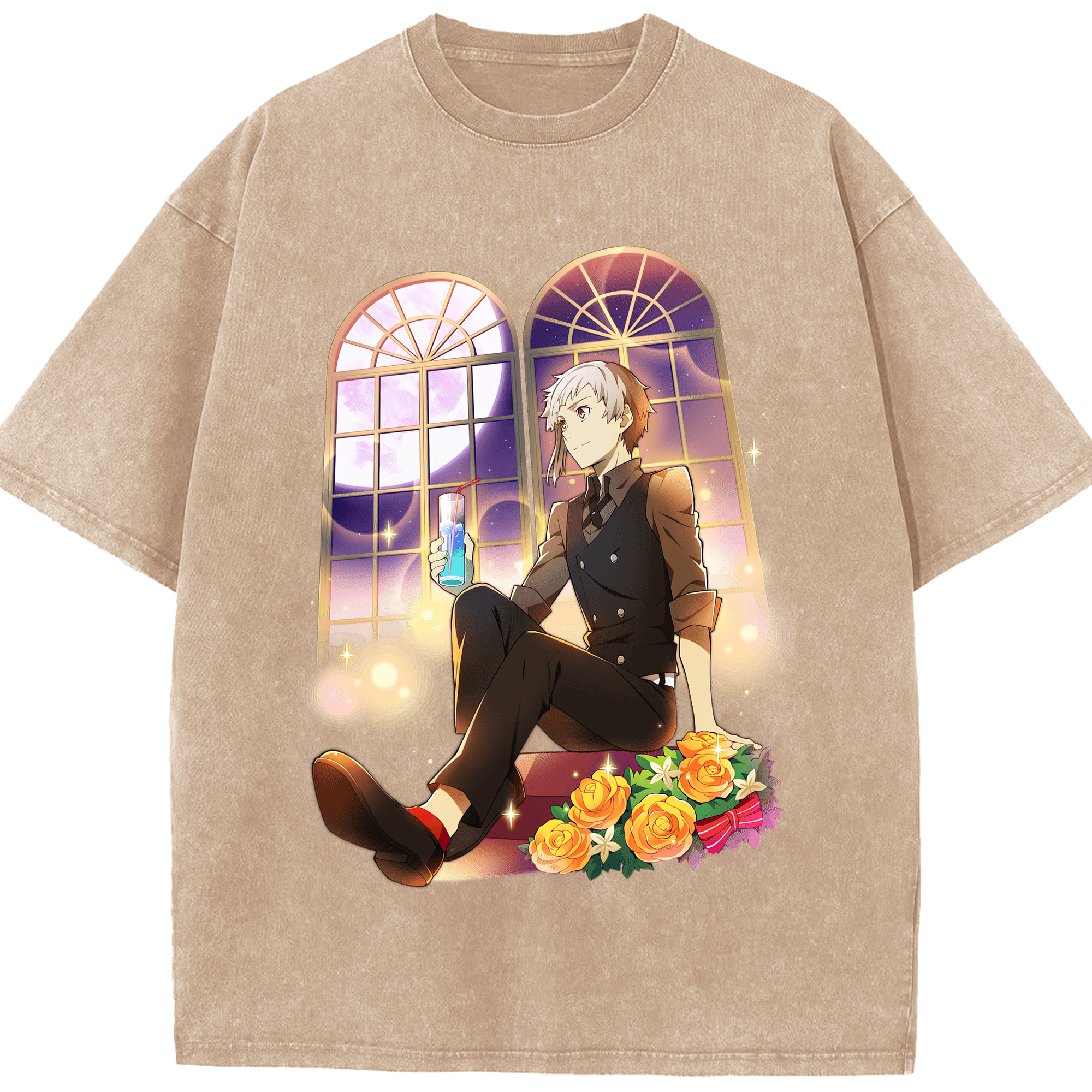 （画像用） 文豪ストレイドッグス Bungo Stray Dogs 綿100% ヴィンテージ風 半袖Tシャツ（フロントプリント）
