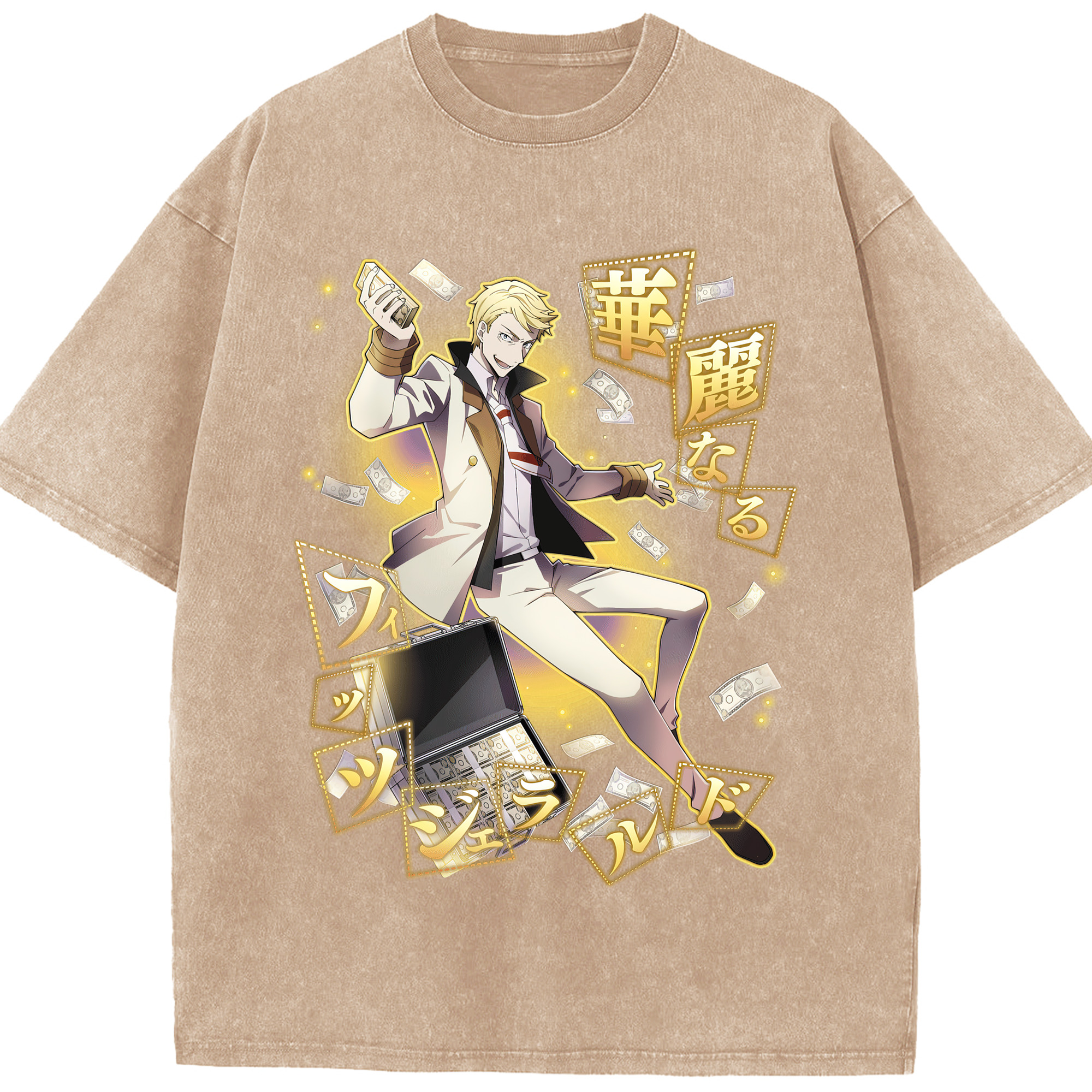 （画像用） 文豪ストレイドッグス Bungo Stray Dogs 綿100% ヴィンテージ風 半袖Tシャツ（フロントプリント）