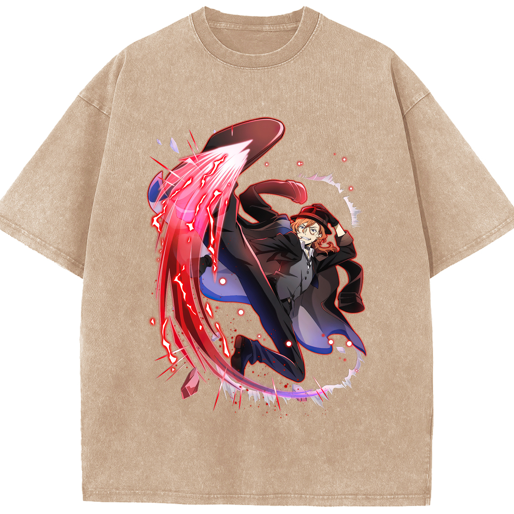 （画像用） 文豪ストレイドッグス Bungo Stray Dogs 綿100% ヴィンテージ風 半袖Tシャツ（フロントプリント）