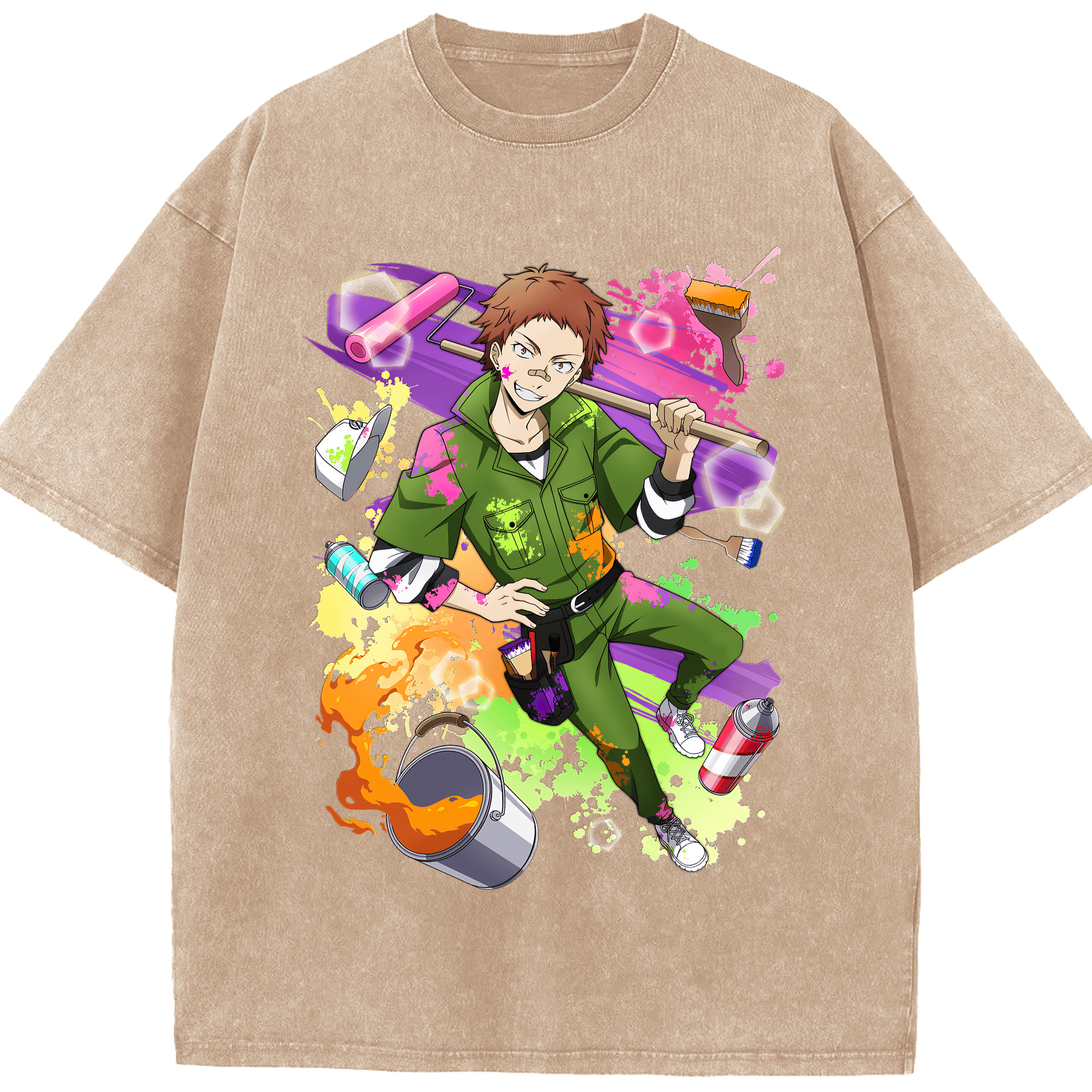 （画像用） 文豪ストレイドッグス Bungo Stray Dogs 綿100% ヴィンテージ風 半袖Tシャツ（フロントプリント）