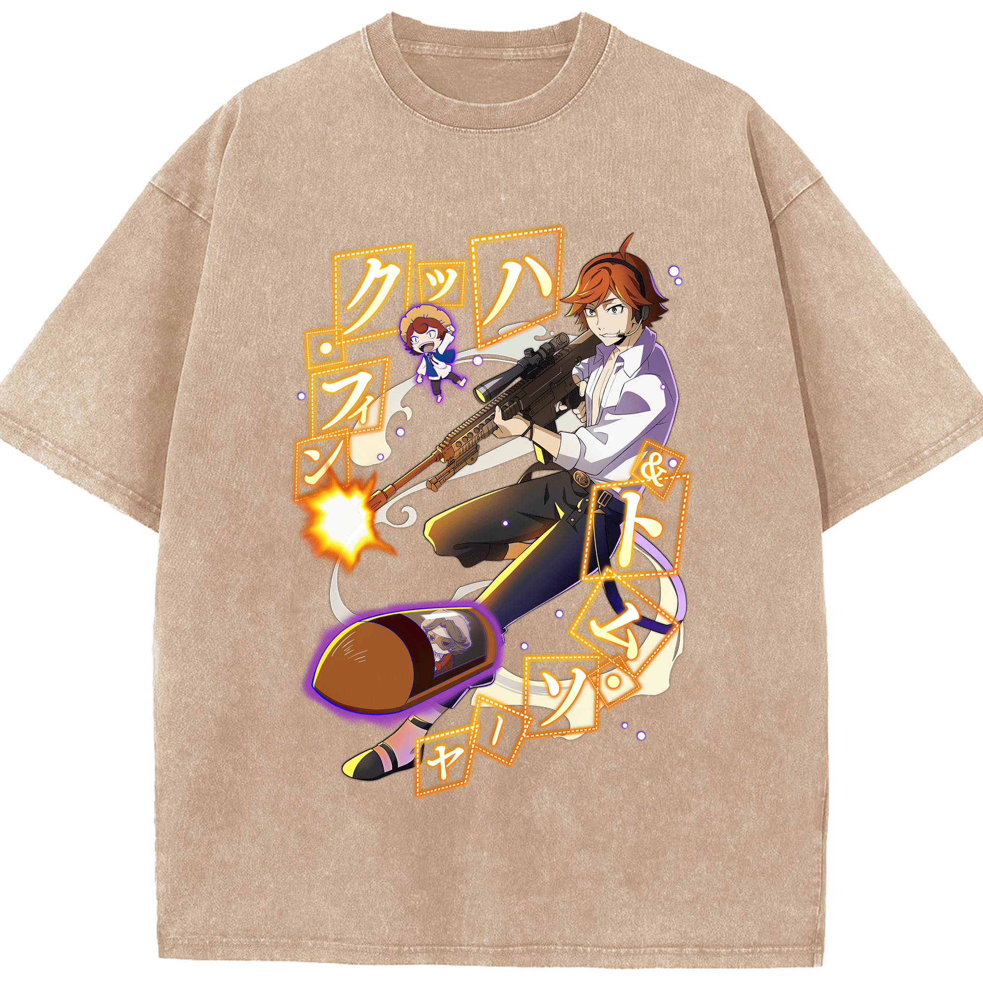 （画像用） 文豪ストレイドッグス Bungo Stray Dogs 綿100% ヴィンテージ風 半袖Tシャツ（フロントプリント）