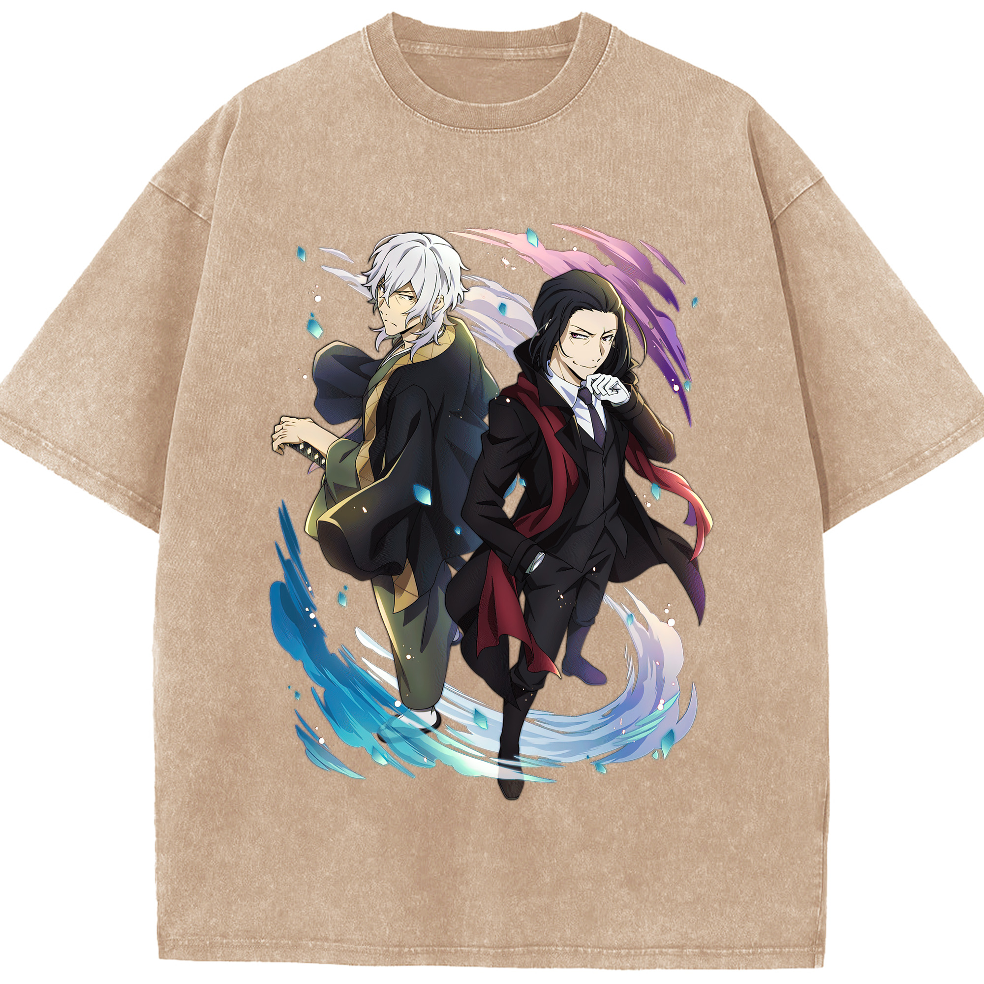 （画像用） 文豪ストレイドッグス Bungo Stray Dogs 綿100% ヴィンテージ風 半袖Tシャツ（フロントプリント）