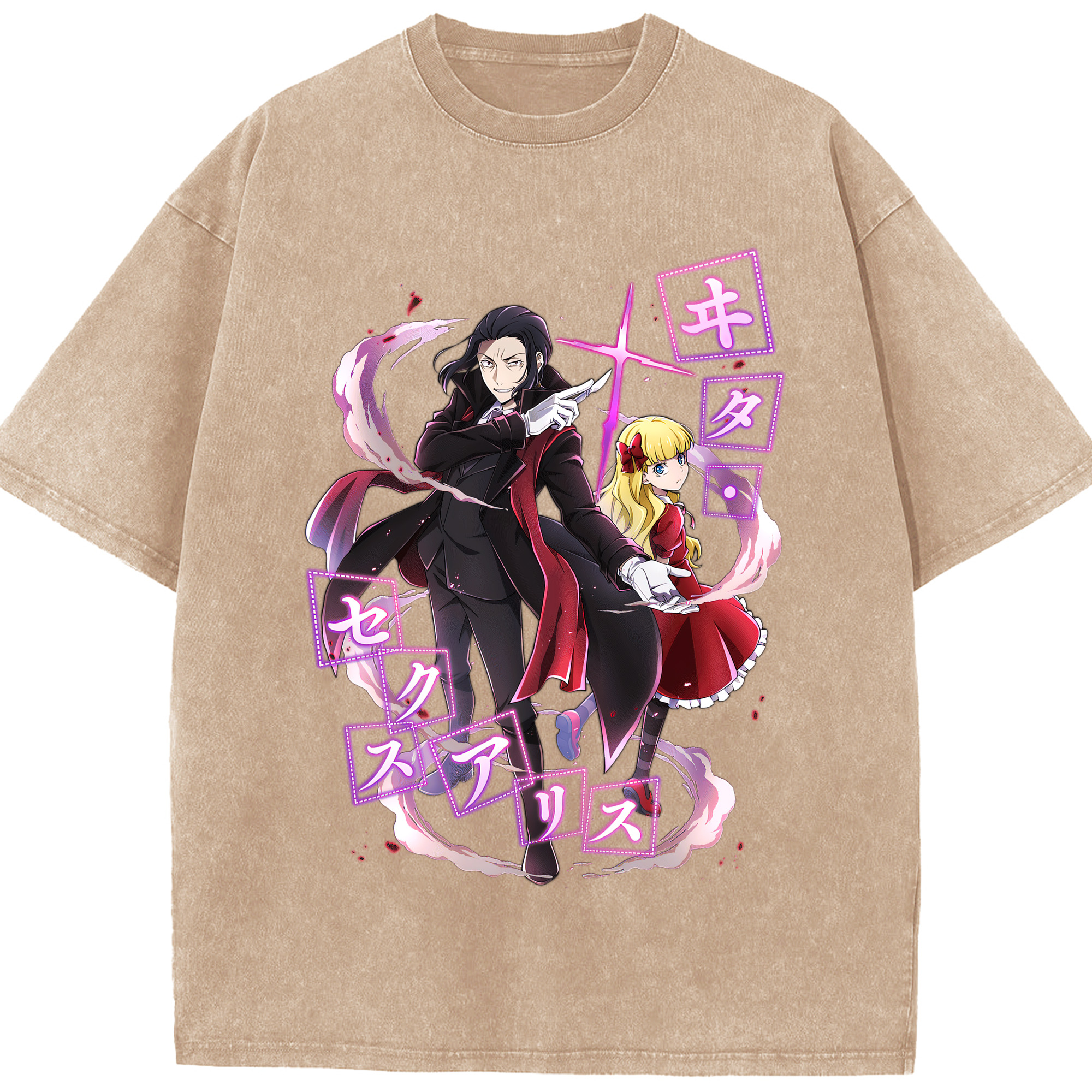 （画像用） 文豪ストレイドッグス Bungo Stray Dogs 綿100% ヴィンテージ風 半袖Tシャツ（フロントプリント）