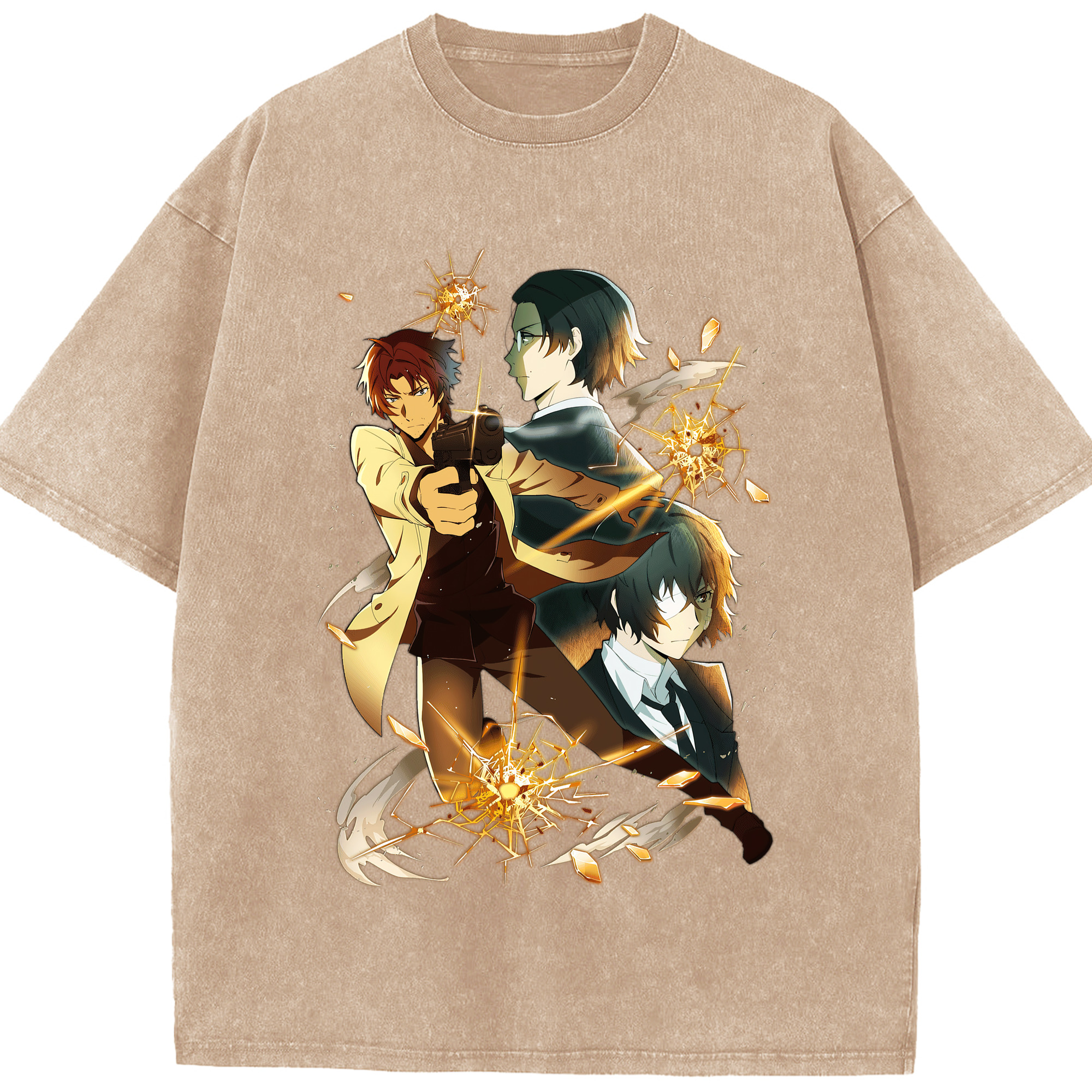 （画像用） 文豪ストレイドッグス Bungo Stray Dogs 綿100% ヴィンテージ風 半袖Tシャツ（フロントプリント）