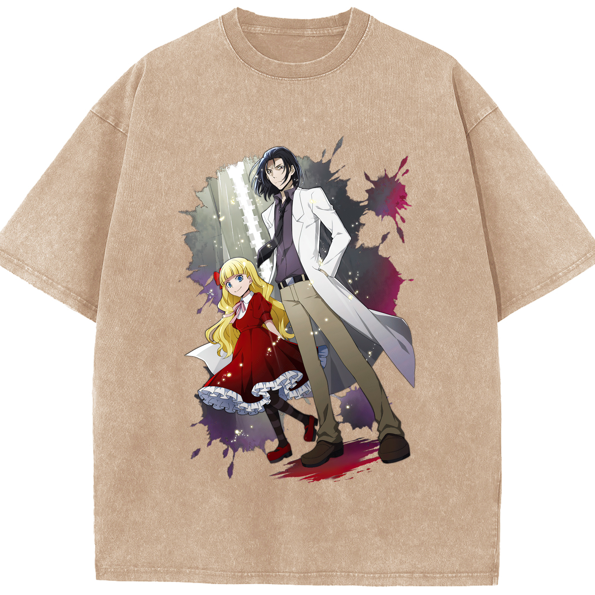 （画像用） 文豪ストレイドッグス Bungo Stray Dogs 綿100% ヴィンテージ風 半袖Tシャツ（フロントプリント）
