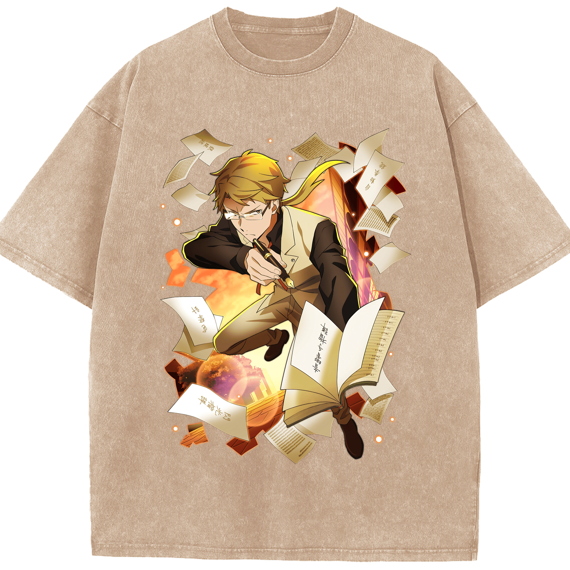 （画像用） 文豪ストレイドッグス Bungo Stray Dogs 綿100% ヴィンテージ風 半袖Tシャツ（フロントプリント）