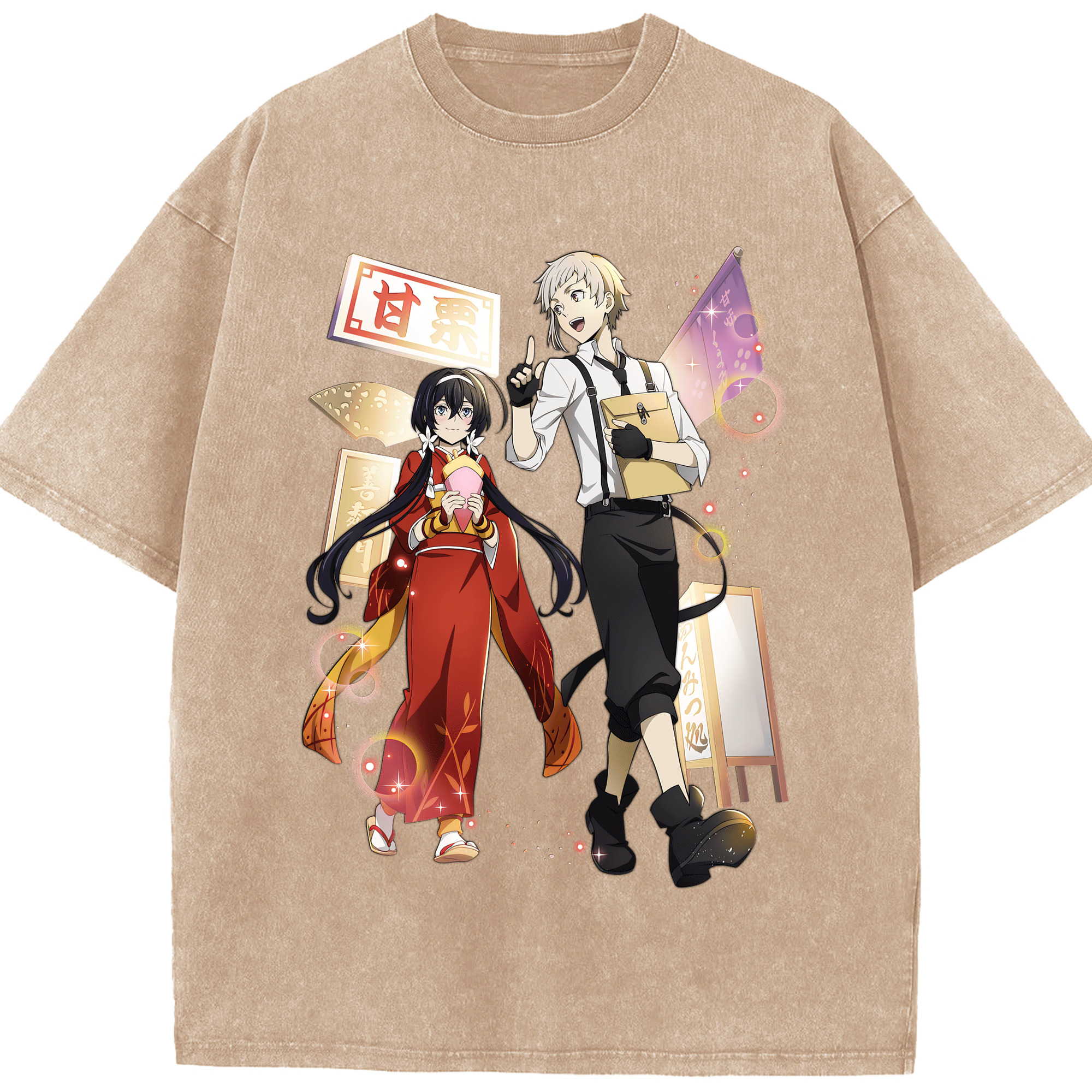 （画像用） 文豪ストレイドッグス Bungo Stray Dogs 綿100% ヴィンテージ風 半袖Tシャツ（フロントプリント）
