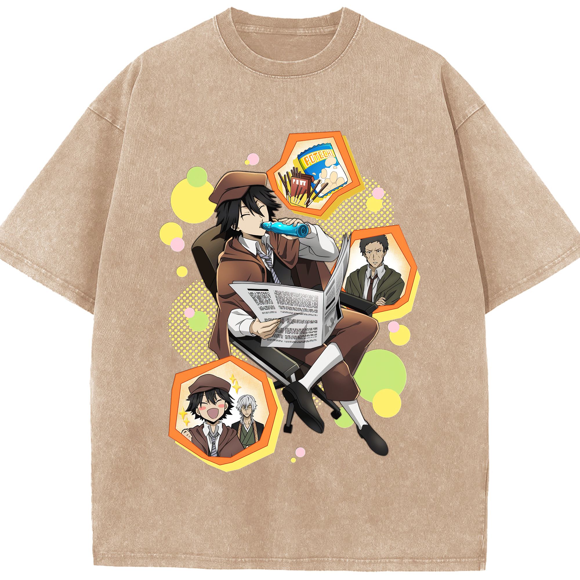 （画像用） 文豪ストレイドッグス Bungo Stray Dogs 綿100% ヴィンテージ風 半袖Tシャツ（フロントプリント）
