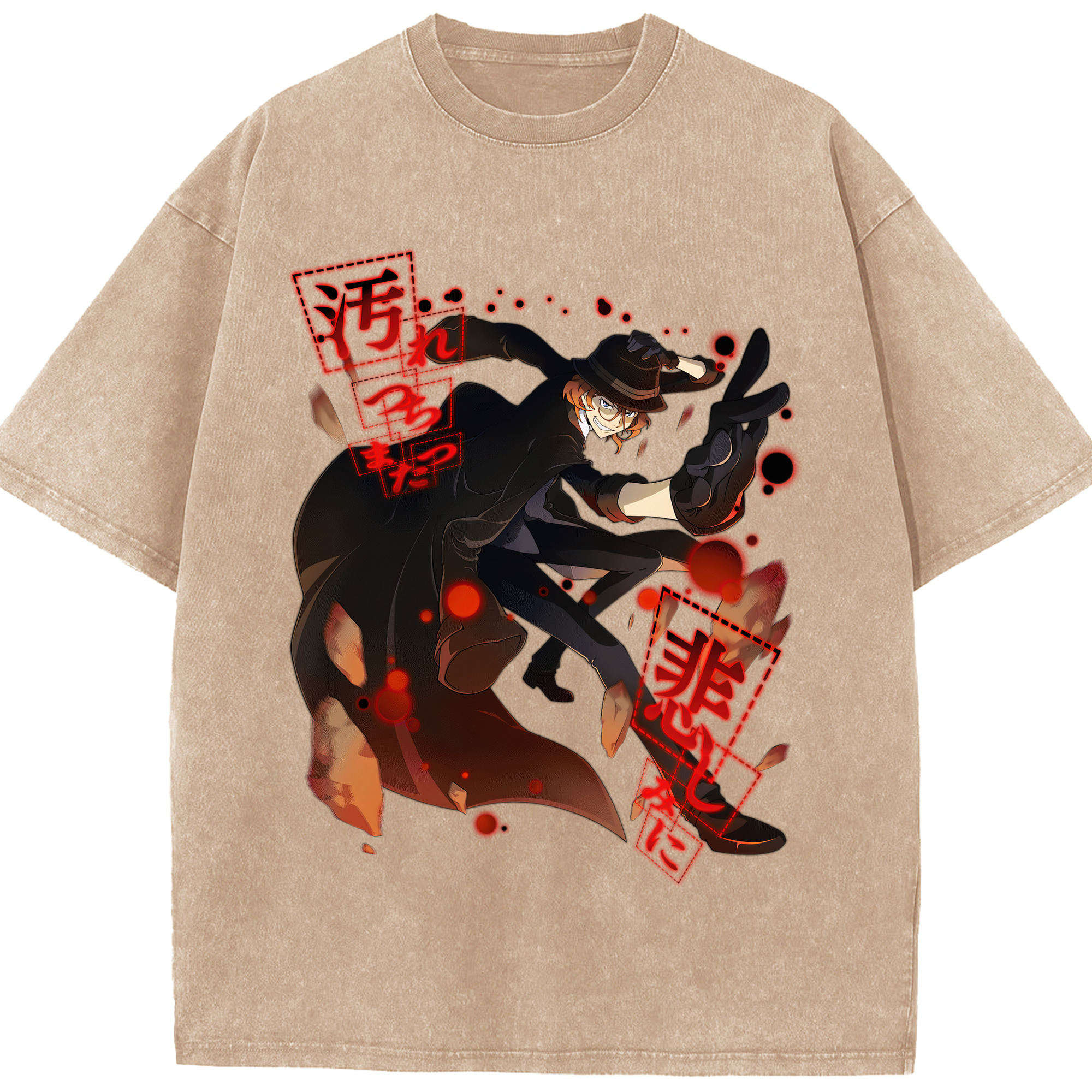 （画像用） 文豪ストレイドッグス Bungo Stray Dogs 綿100% ヴィンテージ風 半袖Tシャツ（フロントプリント）