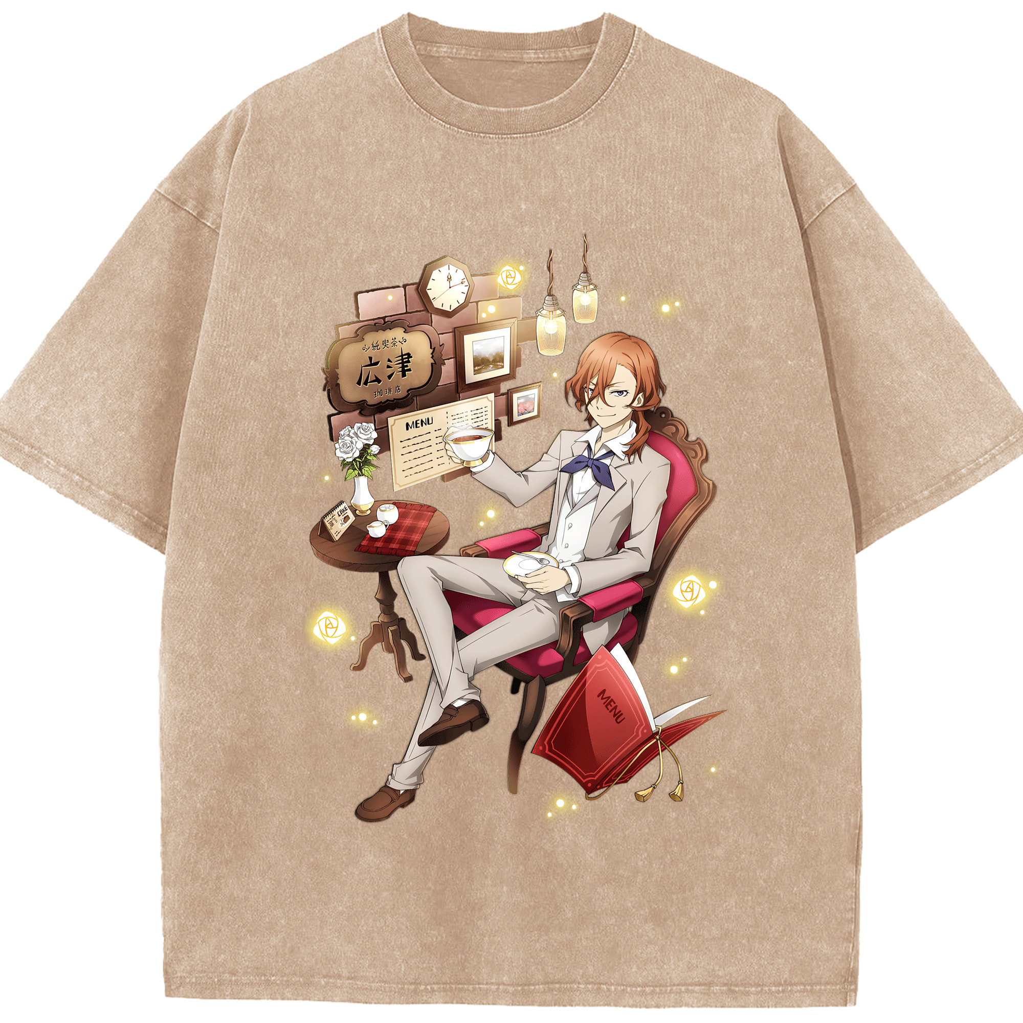 （画像用） 文豪ストレイドッグス Bungo Stray Dogs 綿100% ヴィンテージ風 半袖Tシャツ（フロントプリント）