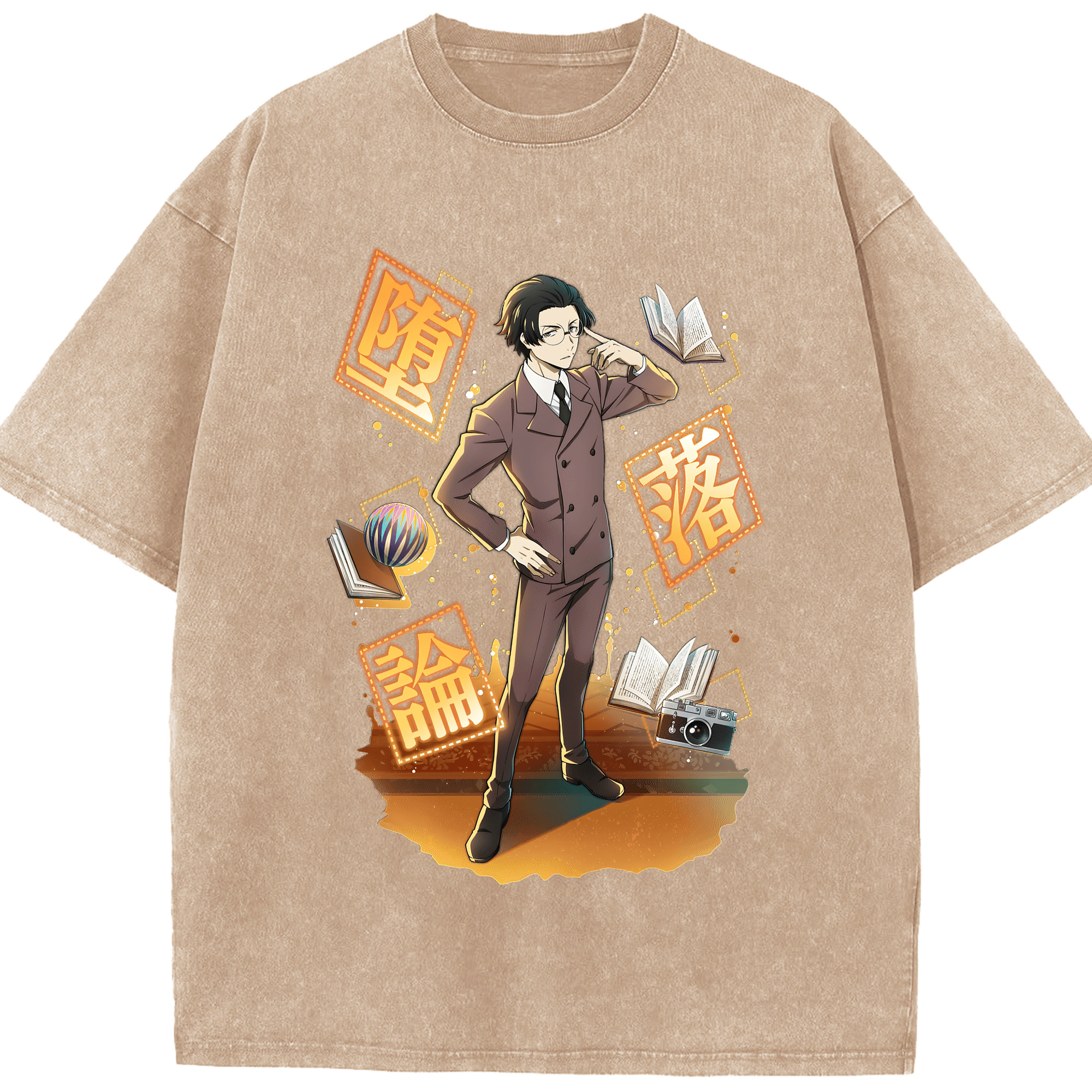 （画像用） 文豪ストレイドッグス Bungo Stray Dogs 綿100% ヴィンテージ風 半袖Tシャツ（フロントプリント）