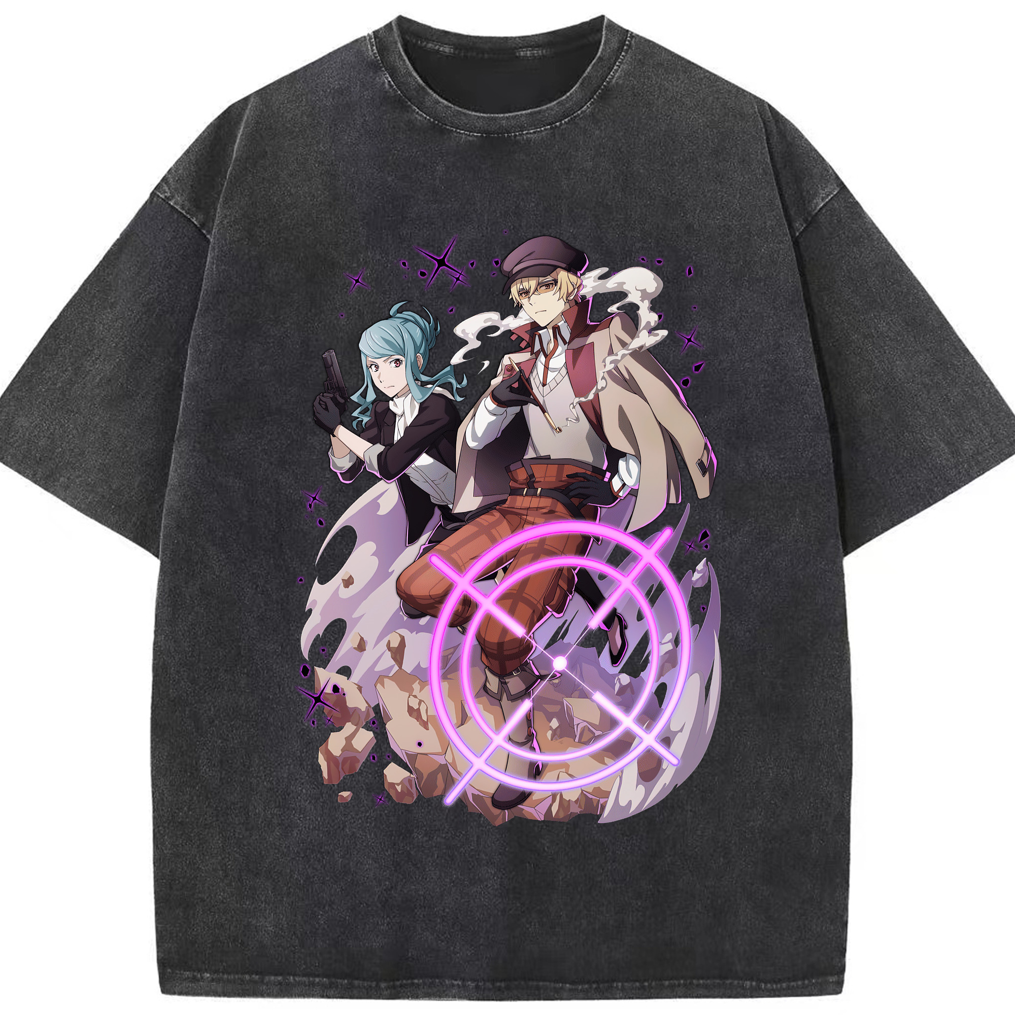 （画像用） 文豪ストレイドッグス Bungo Stray Dogs 綿100% ヴィンテージ風 半袖Tシャツ（フロントプリント）