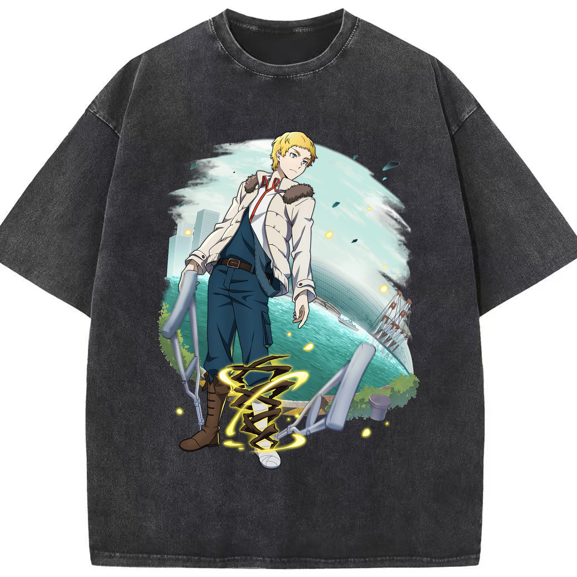 （画像用） 文豪ストレイドッグス Bungo Stray Dogs 綿100% ヴィンテージ風 半袖Tシャツ（フロントプリント）