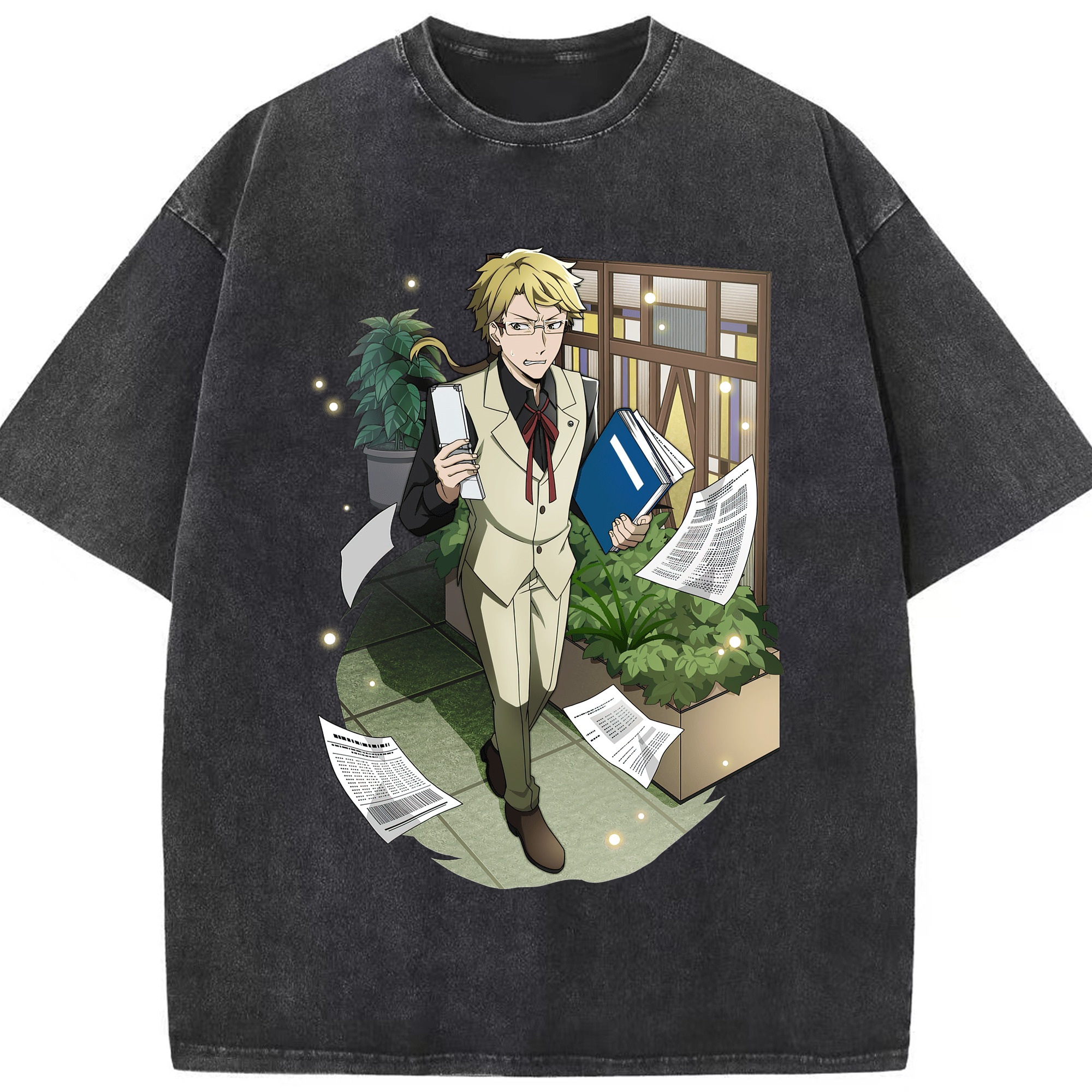 （画像用） 文豪ストレイドッグス Bungo Stray Dogs 綿100% ヴィンテージ風 半袖Tシャツ（フロントプリント）
