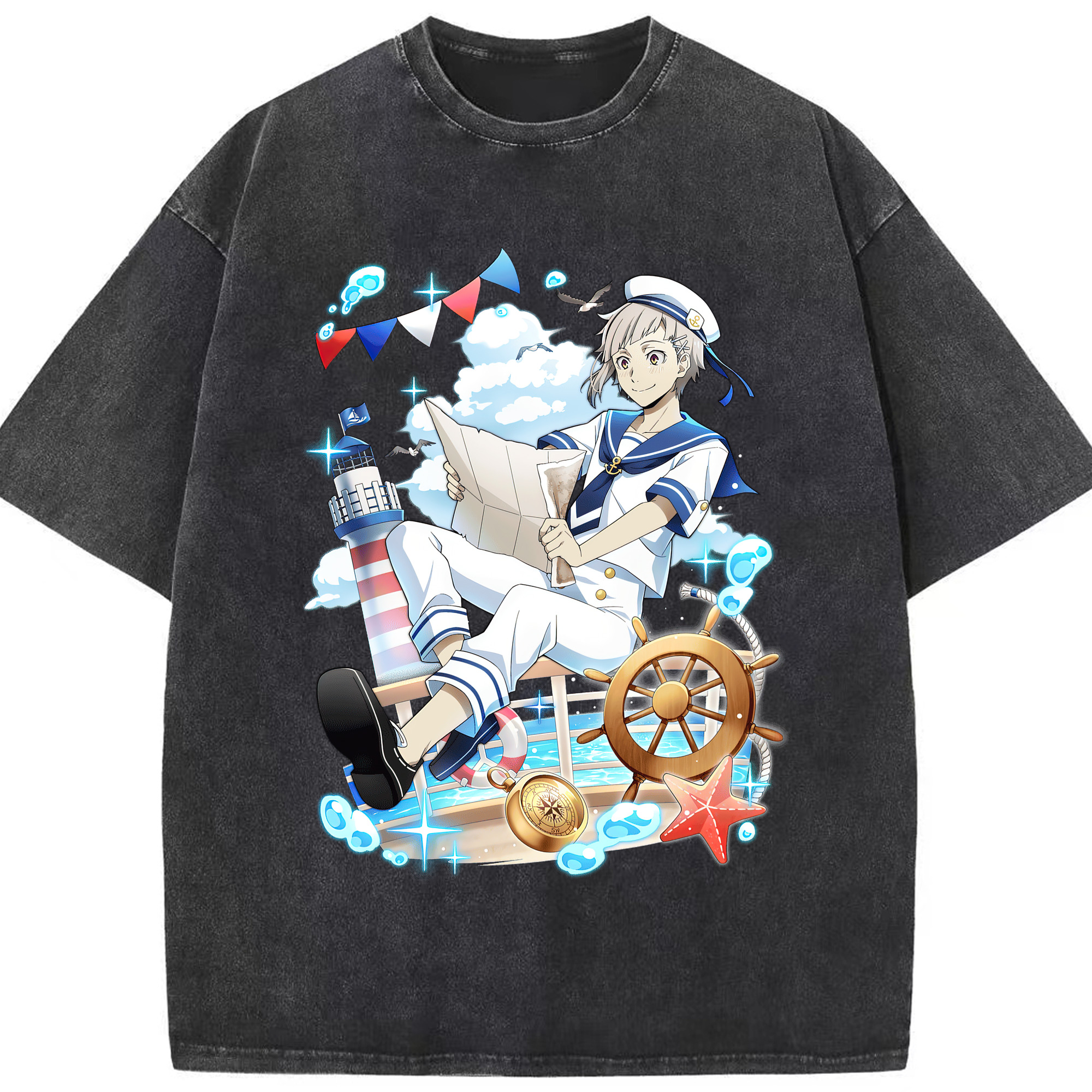 （画像用） 文豪ストレイドッグス Bungo Stray Dogs 綿100% ヴィンテージ風 半袖Tシャツ（フロントプリント）