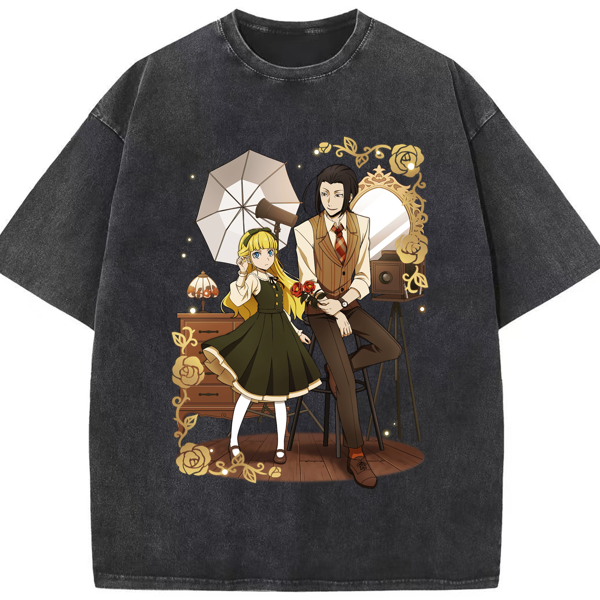 （画像用） 文豪ストレイドッグス Bungo Stray Dogs 綿100% ヴィンテージ風 半袖Tシャツ（フロントプリント）