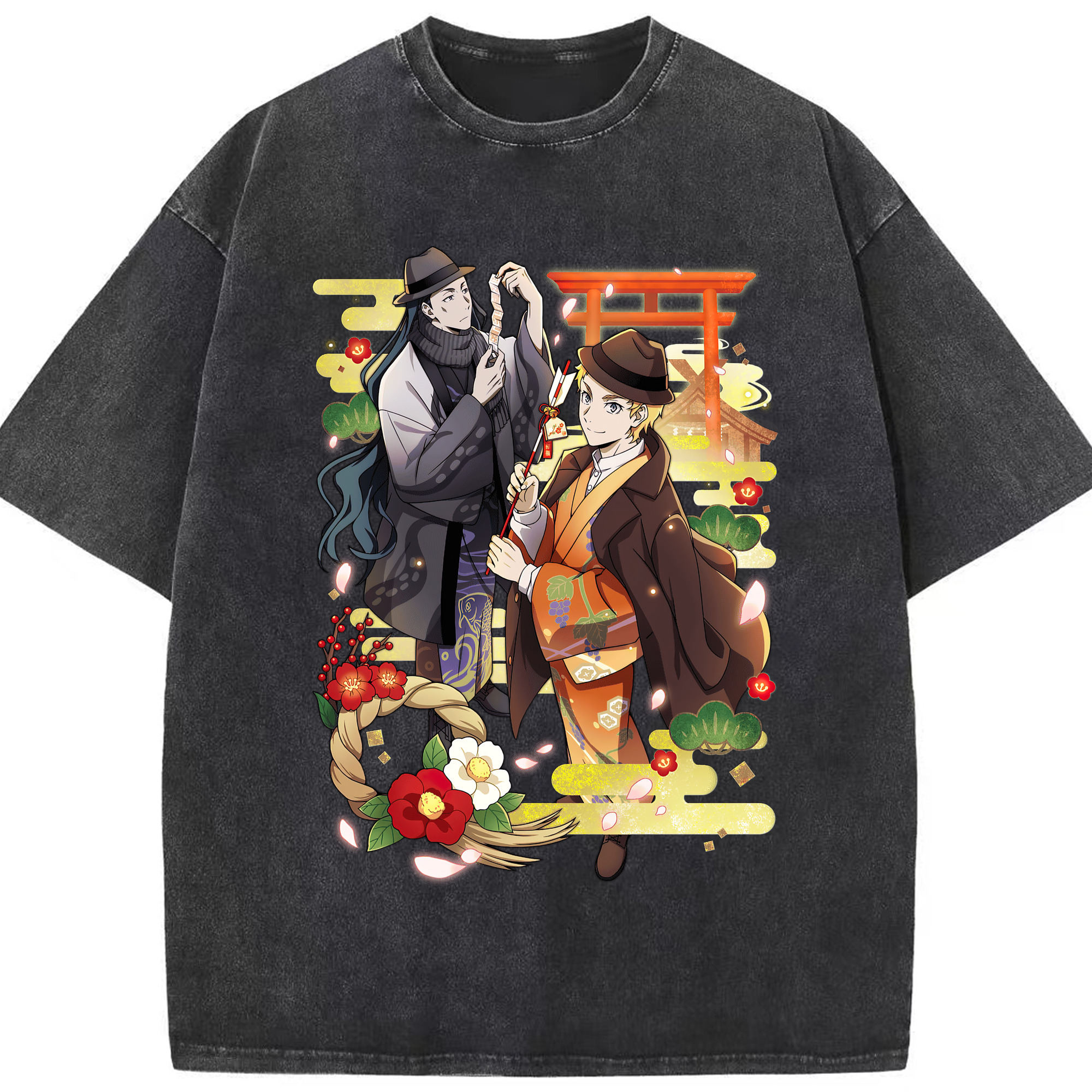 （画像用） 文豪ストレイドッグス Bungo Stray Dogs 綿100% ヴィンテージ風 半袖Tシャツ（フロントプリント）