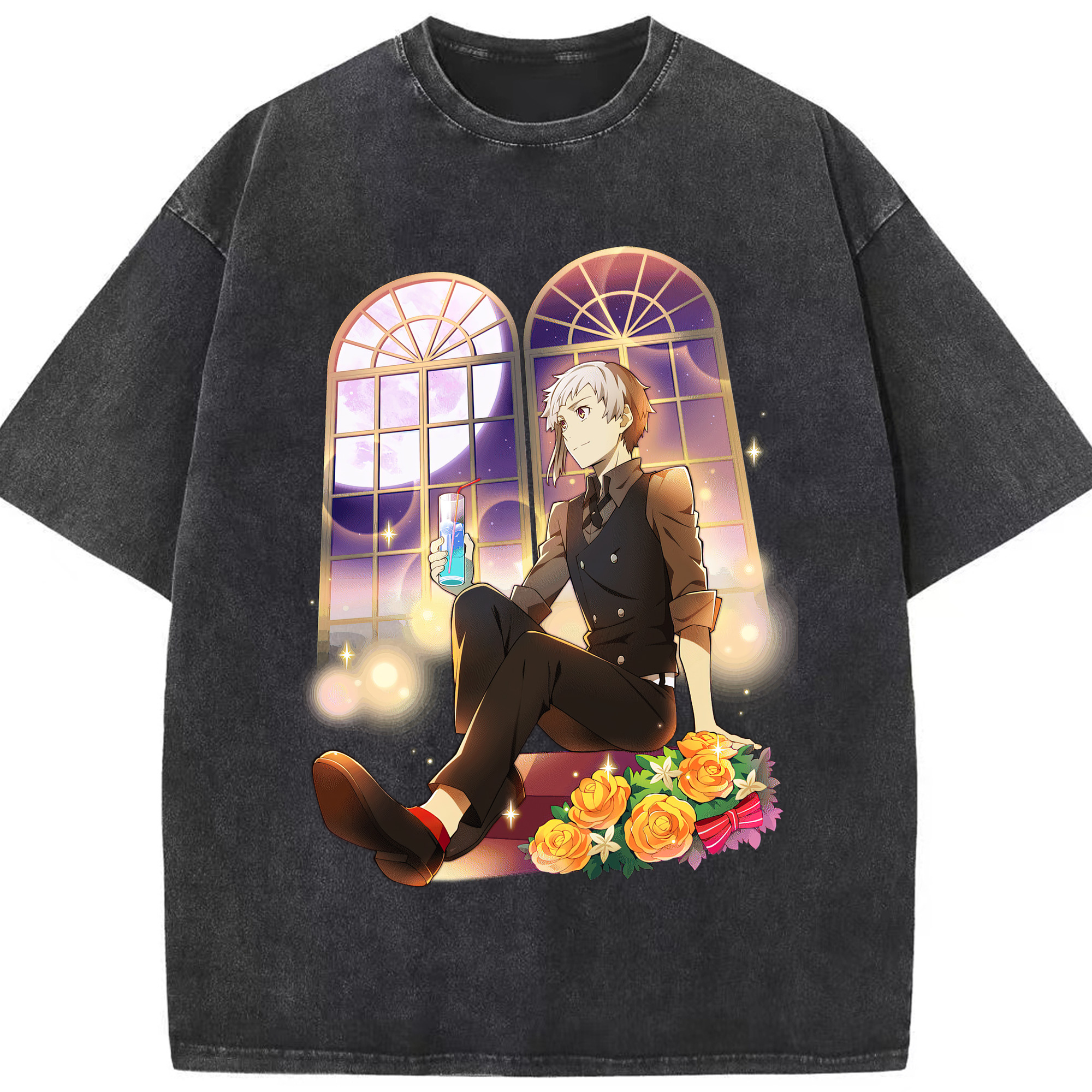 （画像用） 文豪ストレイドッグス Bungo Stray Dogs 綿100% ヴィンテージ風 半袖Tシャツ（フロントプリント）