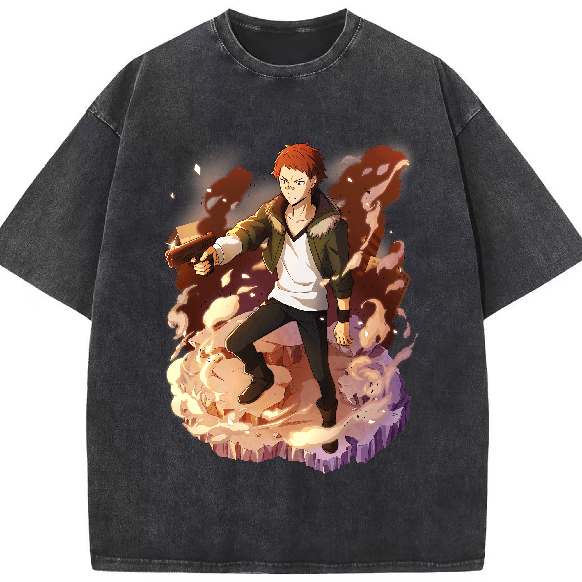 （画像用） 文豪ストレイドッグス Bungo Stray Dogs 綿100% ヴィンテージ風 半袖Tシャツ（フロントプリント）