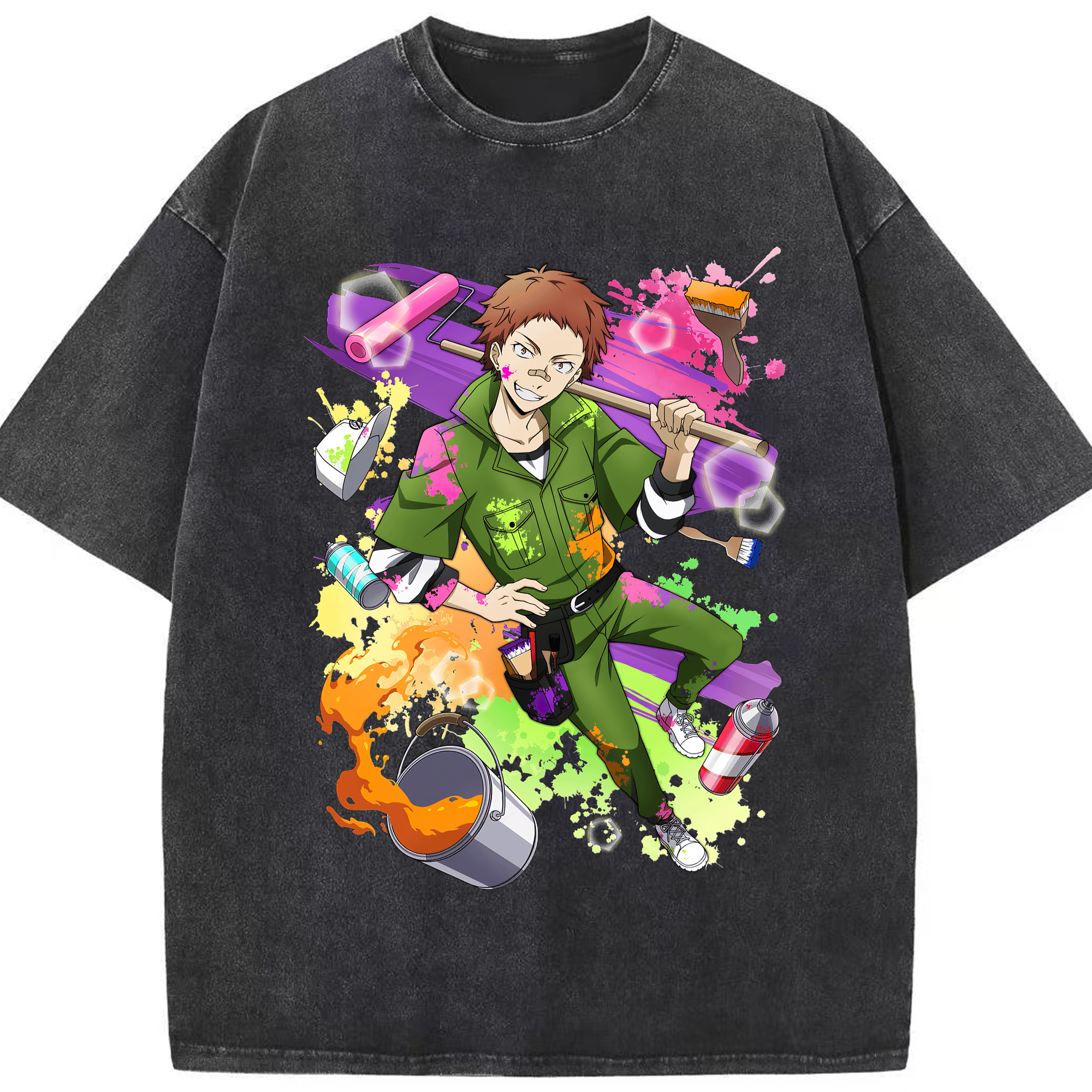 （画像用） 文豪ストレイドッグス Bungo Stray Dogs 綿100% ヴィンテージ風 半袖Tシャツ（フロントプリント）