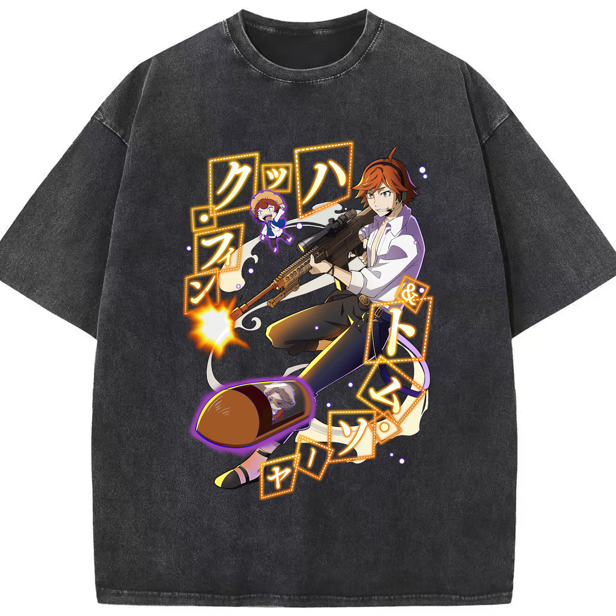 （画像用） 文豪ストレイドッグス Bungo Stray Dogs 綿100% ヴィンテージ風 半袖Tシャツ（フロントプリント）