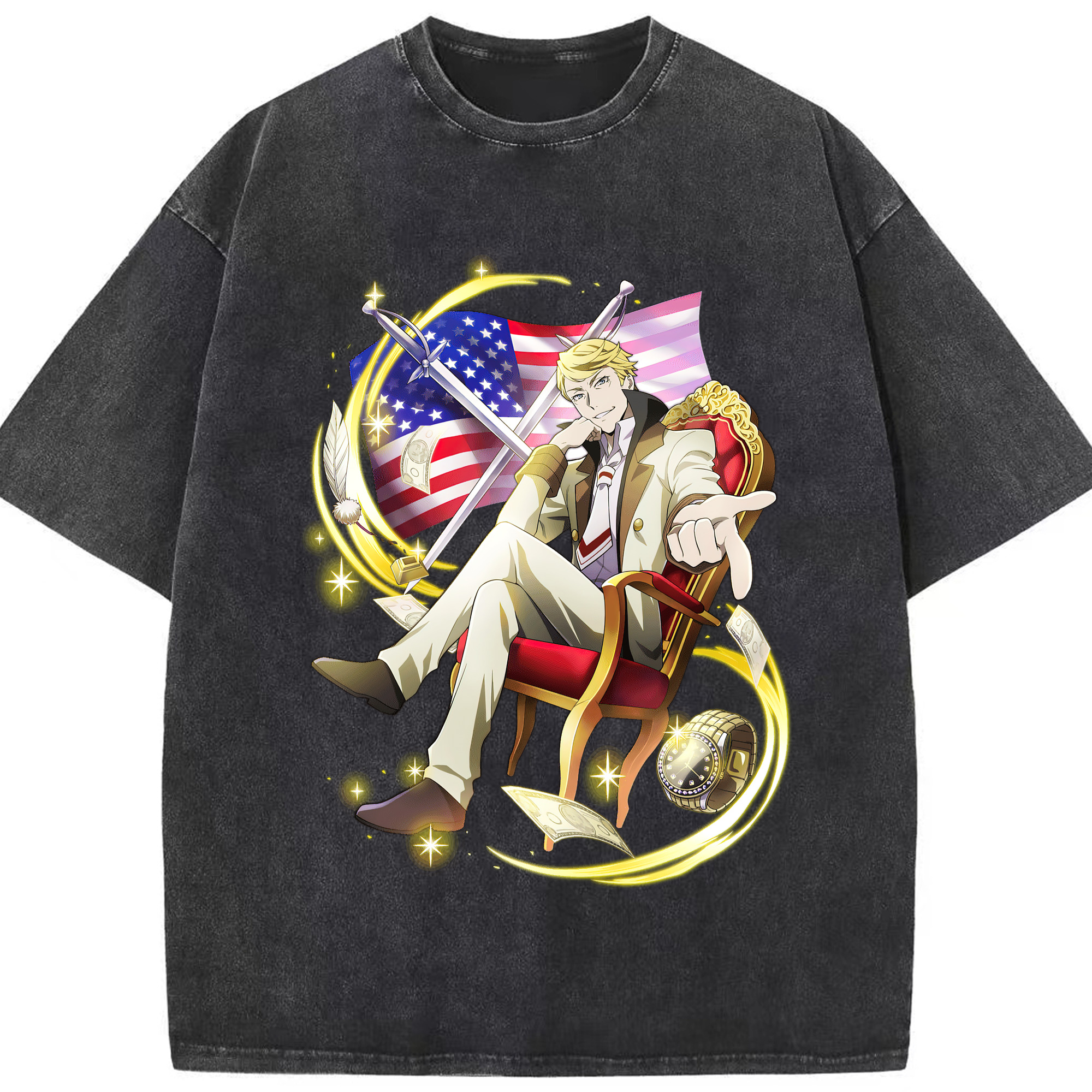 （画像用） 文豪ストレイドッグス Bungo Stray Dogs 綿100% ヴィンテージ風 半袖Tシャツ（フロントプリント）