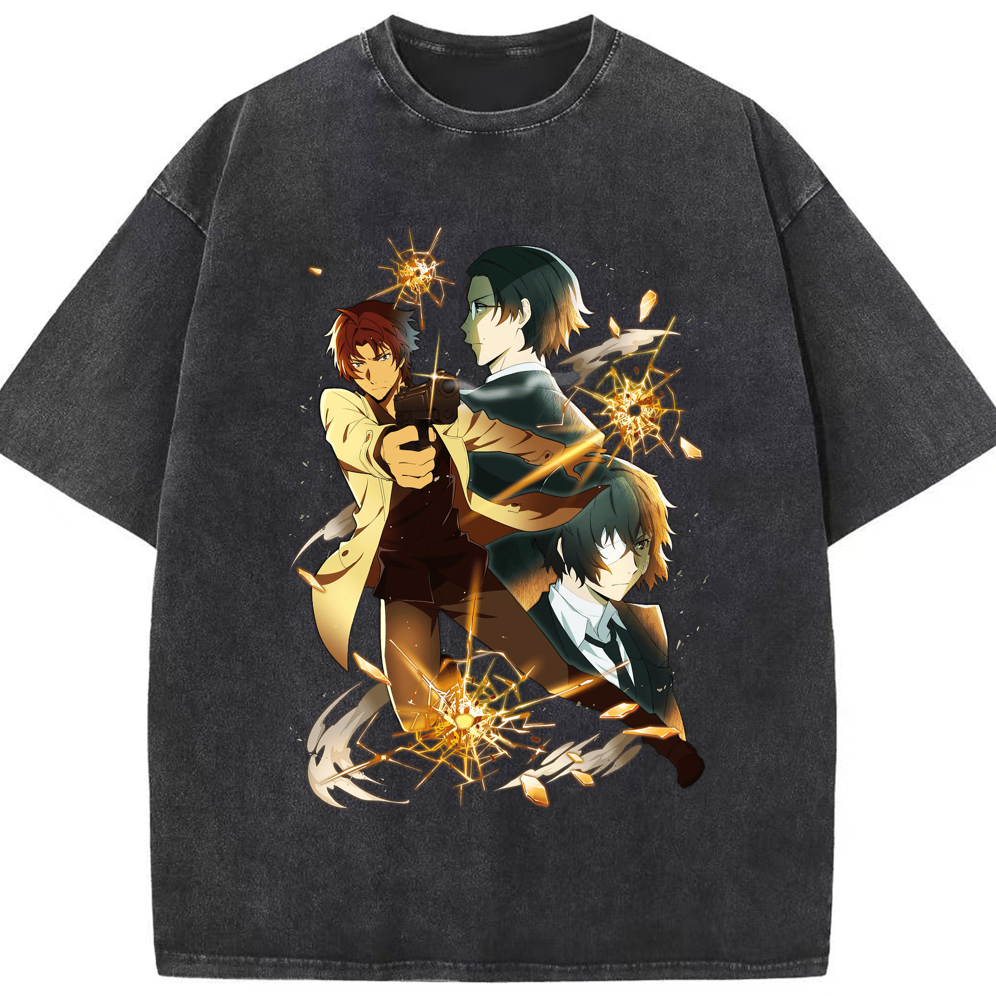 （画像用） 文豪ストレイドッグス Bungo Stray Dogs 綿100% ヴィンテージ風 半袖Tシャツ（フロントプリント）