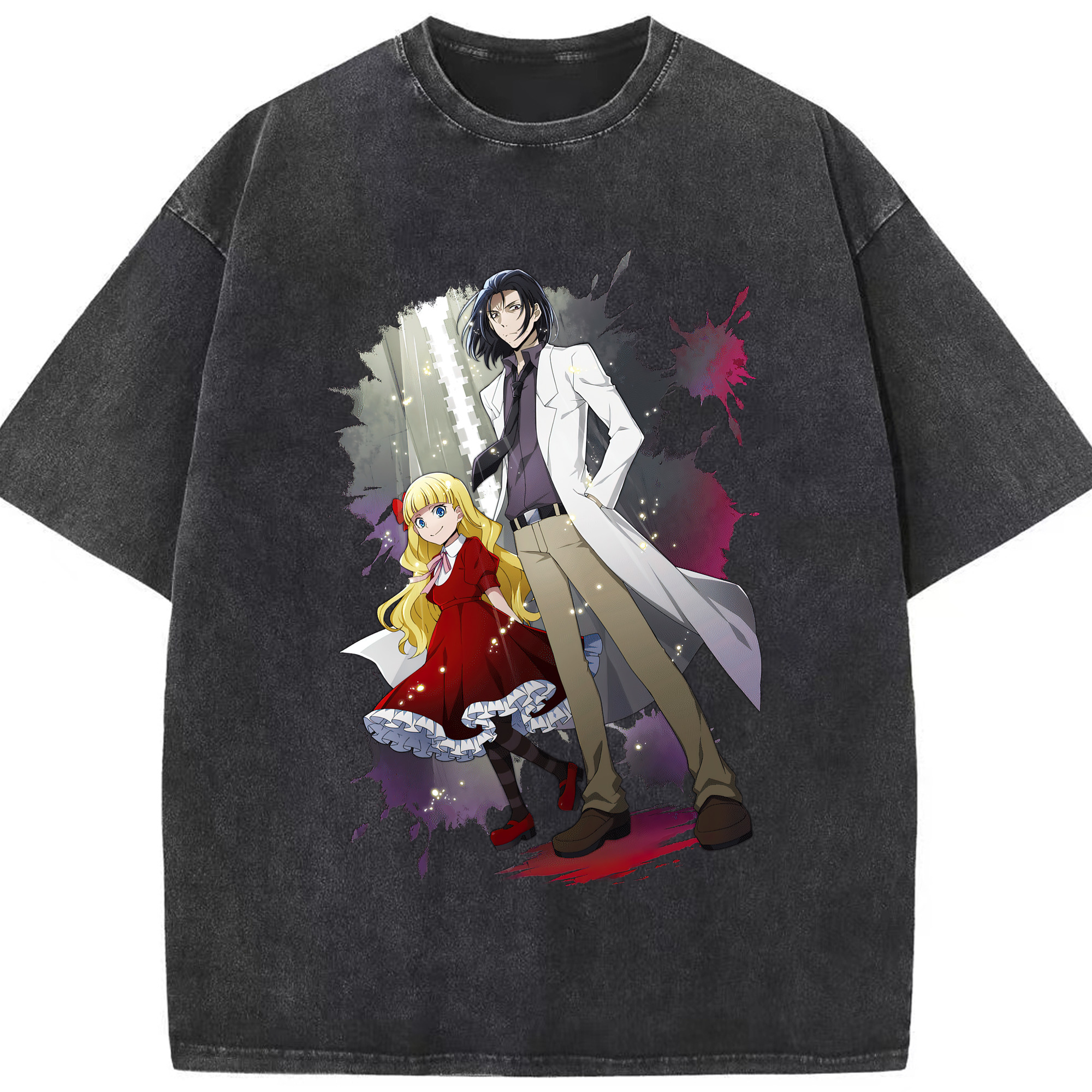 （画像用） 文豪ストレイドッグス Bungo Stray Dogs 綿100% ヴィンテージ風 半袖Tシャツ（フロントプリント）