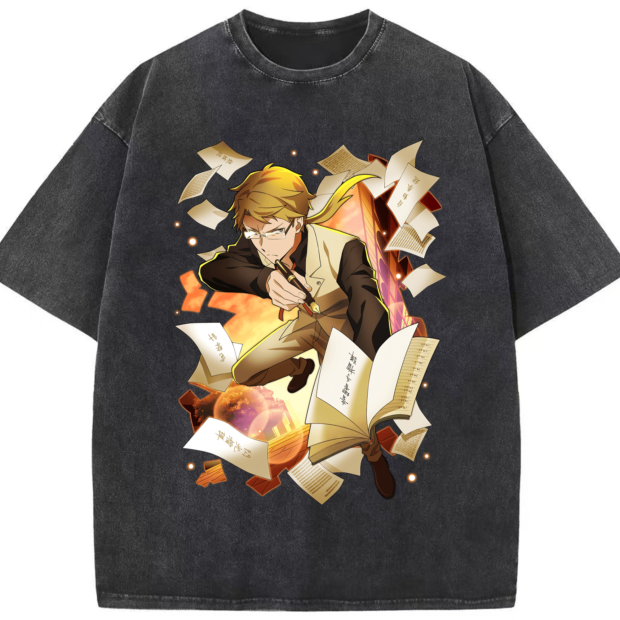 （画像用） 文豪ストレイドッグス Bungo Stray Dogs 綿100% ヴィンテージ風 半袖Tシャツ（フロントプリント）