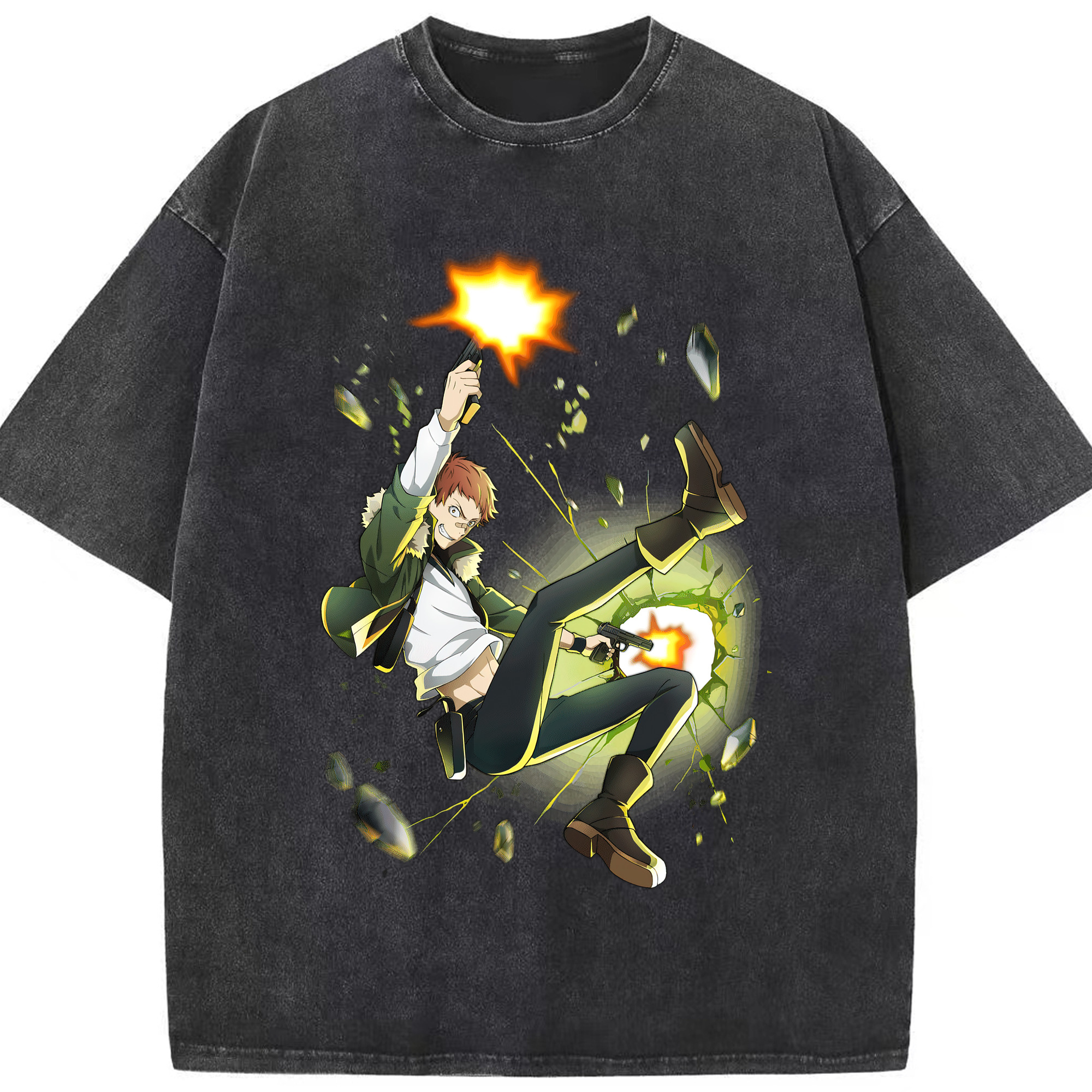 （画像用） 文豪ストレイドッグス Bungo Stray Dogs 綿100% ヴィンテージ風 半袖Tシャツ（フロントプリント）
