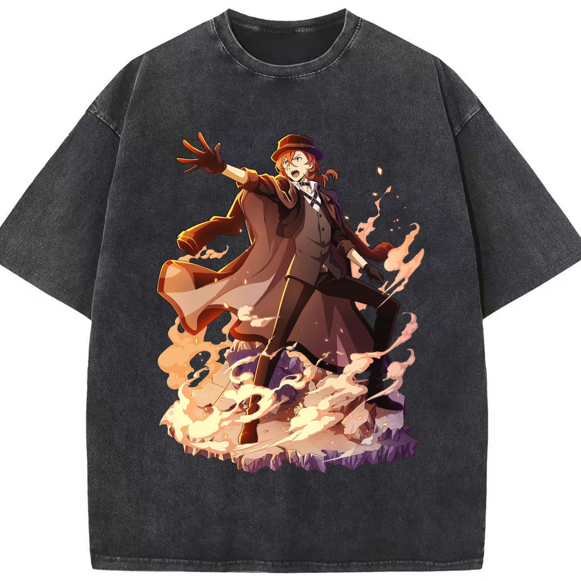 （画像用） 文豪ストレイドッグス Bungo Stray Dogs 綿100% ヴィンテージ風 半袖Tシャツ（フロントプリント）