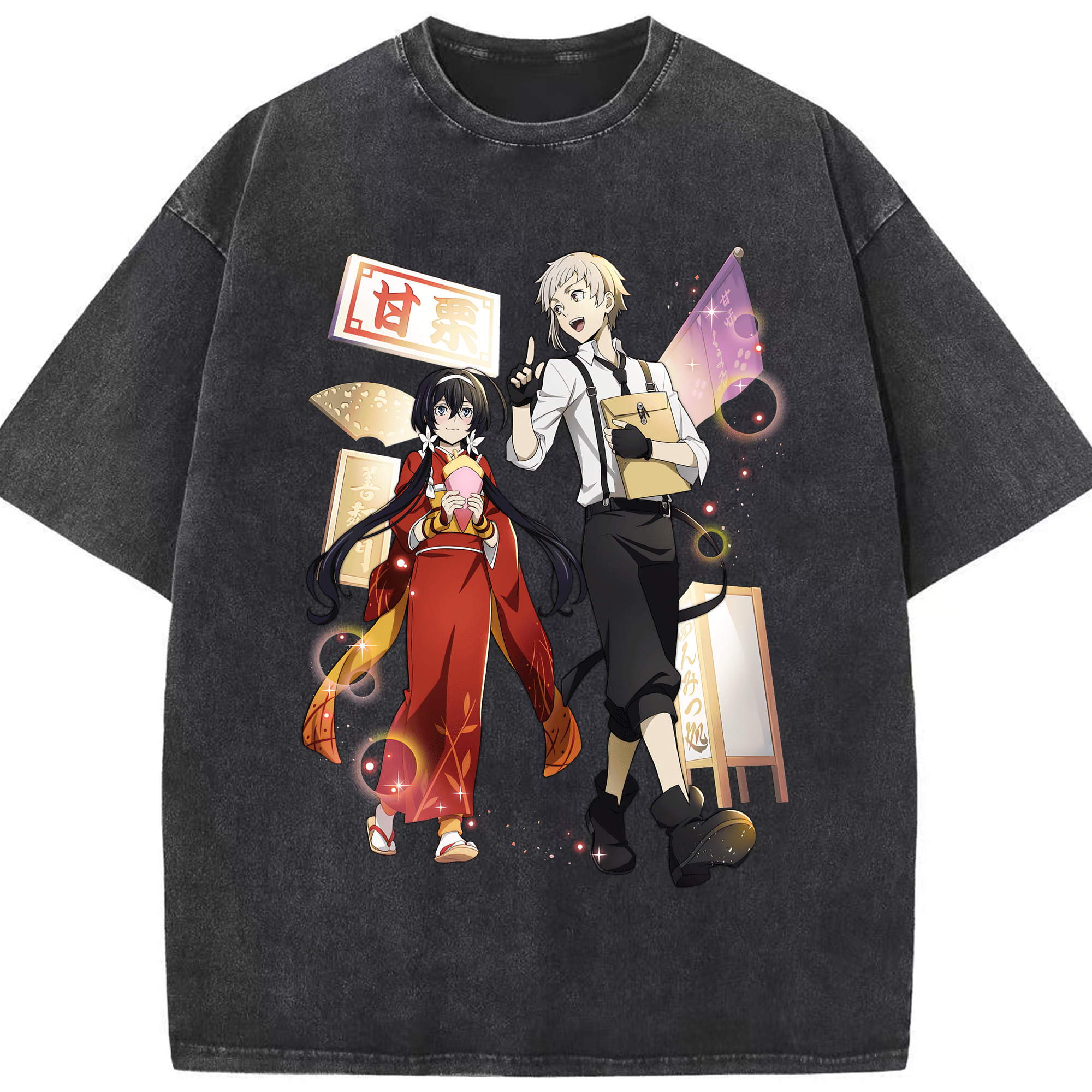 （画像用） 文豪ストレイドッグス Bungo Stray Dogs 綿100% ヴィンテージ風 半袖Tシャツ（フロントプリント）