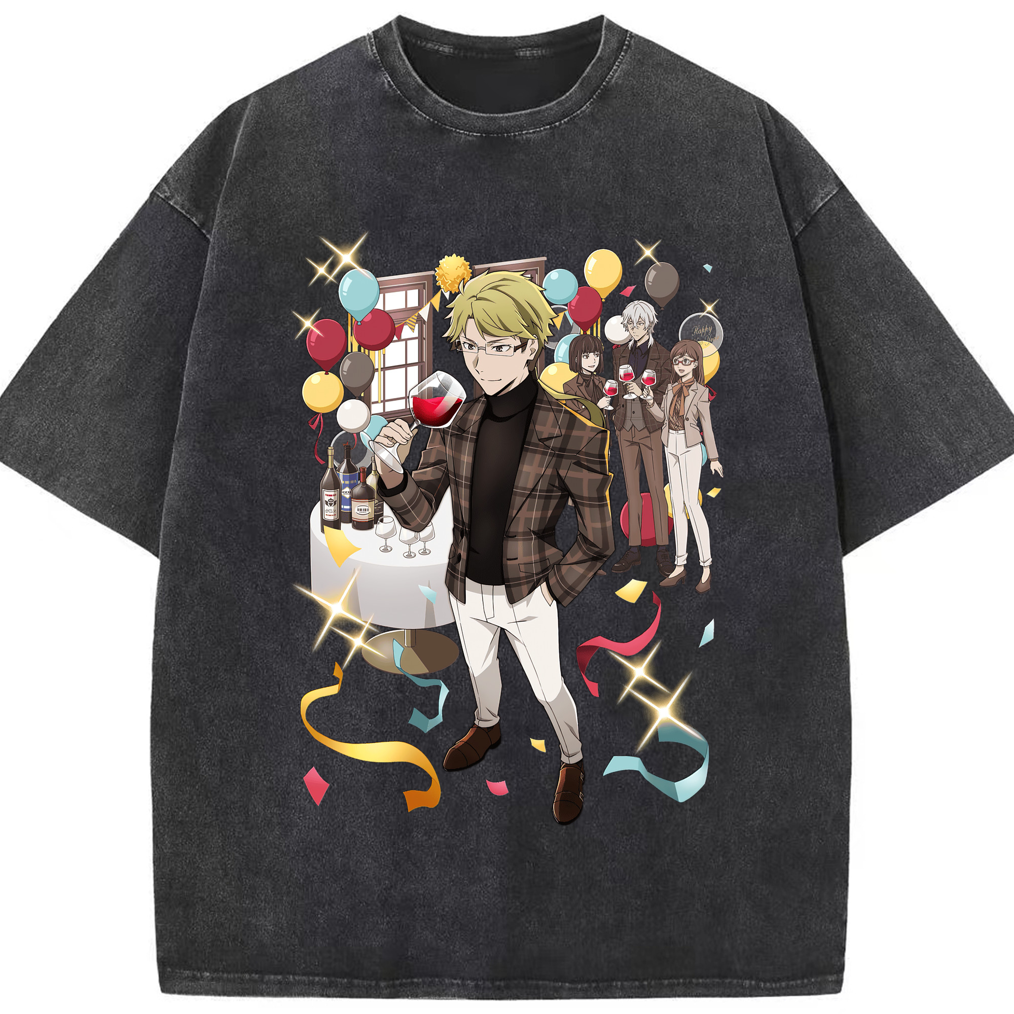 （画像用） 文豪ストレイドッグス Bungo Stray Dogs 綿100% ヴィンテージ風 半袖Tシャツ（フロントプリント）