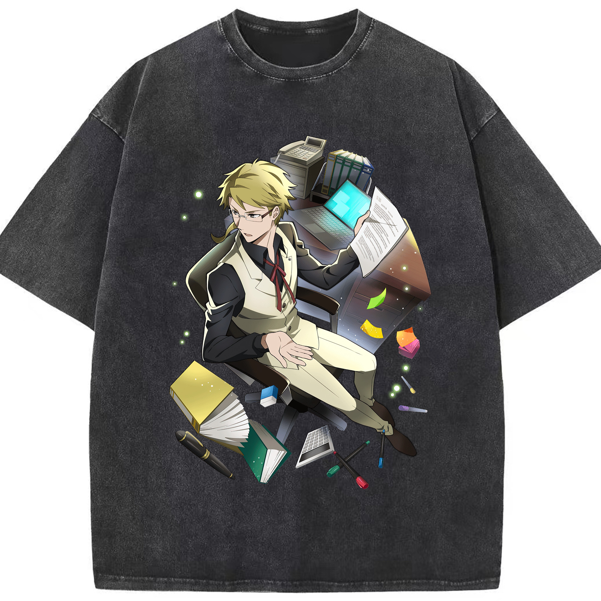 （画像用） 文豪ストレイドッグス Bungo Stray Dogs 綿100% ヴィンテージ風 半袖Tシャツ（フロントプリント）