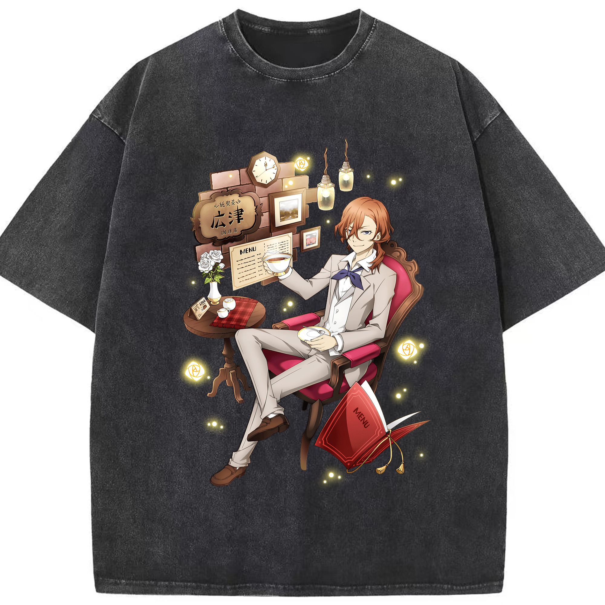 （画像用） 文豪ストレイドッグス Bungo Stray Dogs 綿100% ヴィンテージ風 半袖Tシャツ（フロントプリント）