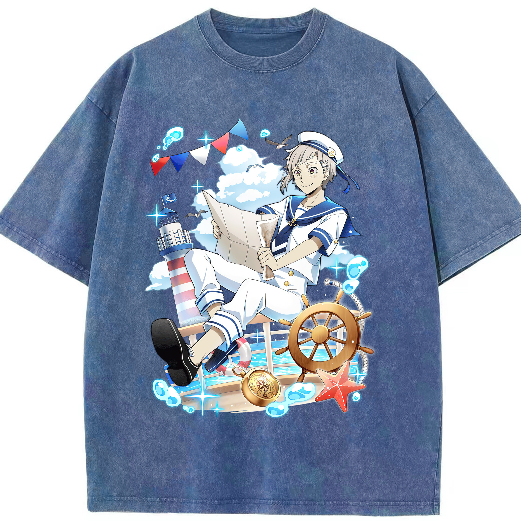 （画像用） 文豪ストレイドッグス Bungo Stray Dogs 綿100% ヴィンテージ風 半袖Tシャツ（フロントプリント）