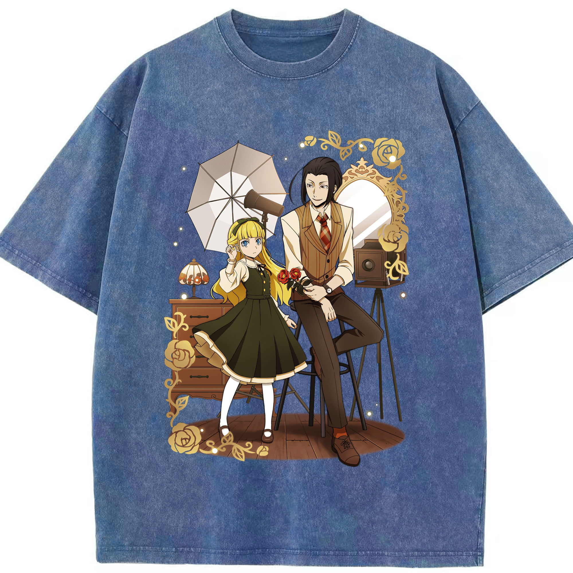 （画像用） 文豪ストレイドッグス Bungo Stray Dogs 綿100% ヴィンテージ風 半袖Tシャツ（フロントプリント）